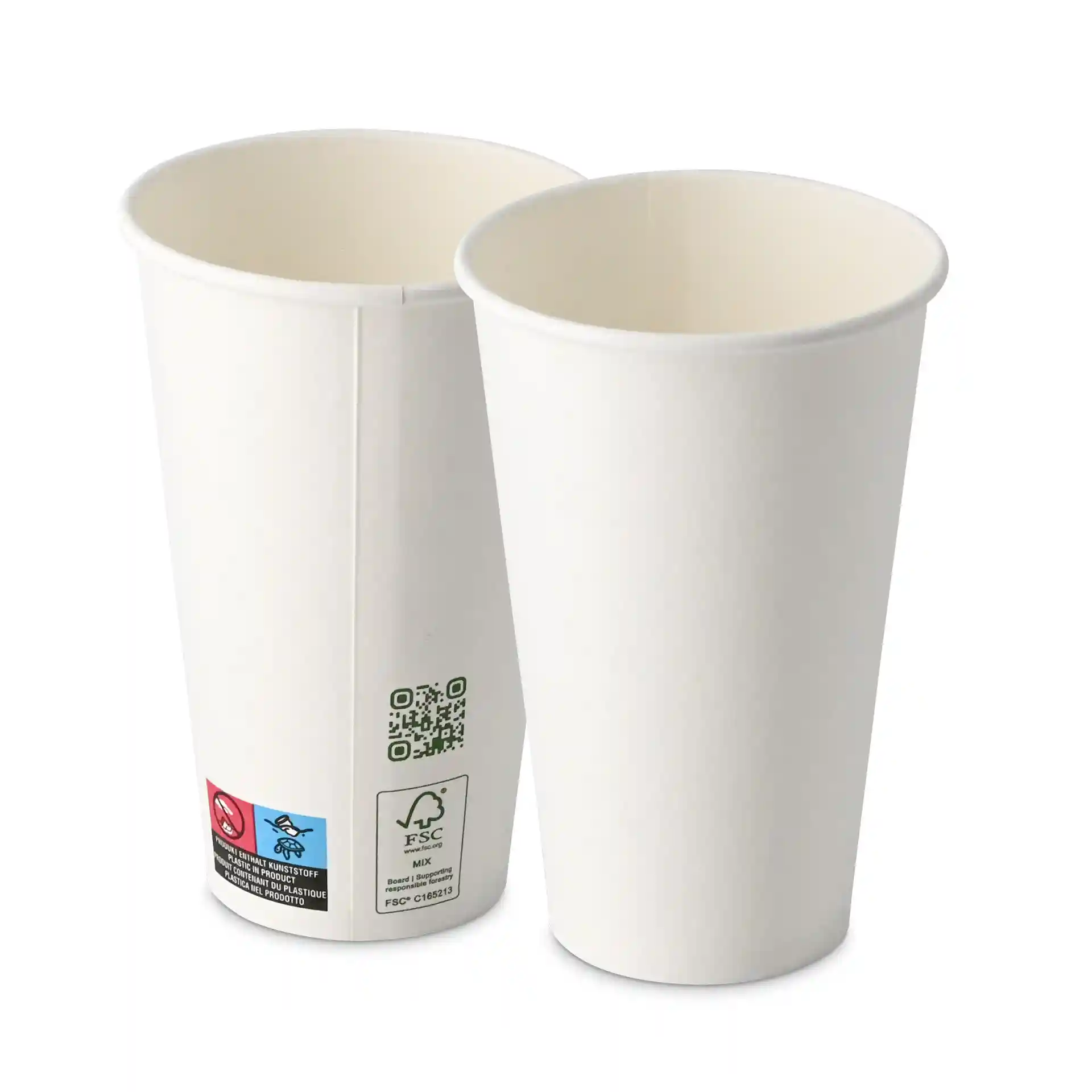 Gobelet en carton 400 ml / 16 oz, Ø 90 mm, simple paroi, blanc, revêtu de PLA