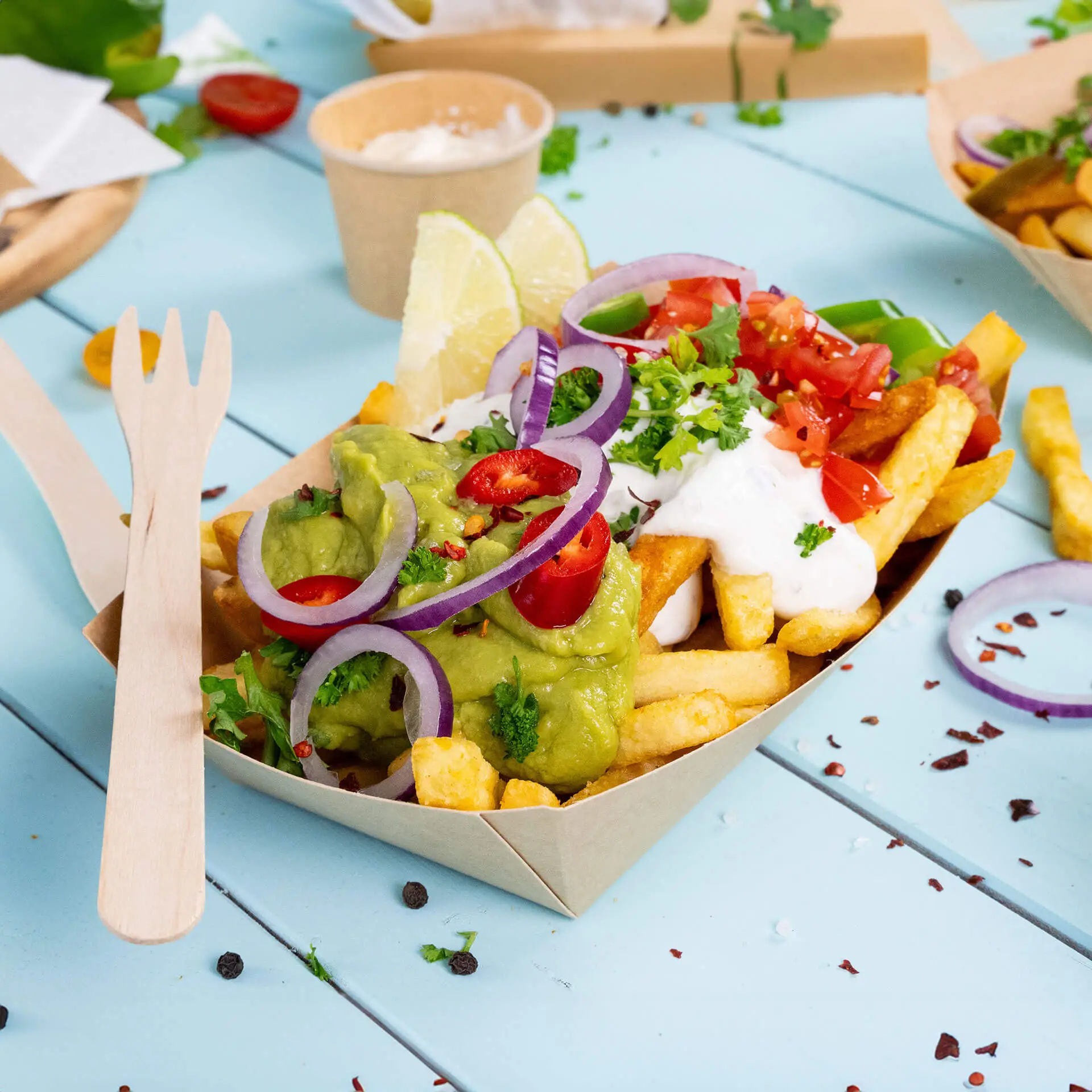 Bateau en carton pour amuses bouches, 500 ml, 20,5 x 14 x 3 cm dca061601-snackschale-aus-karton-500-ml-205-x-14-x-3-cm-braun-6