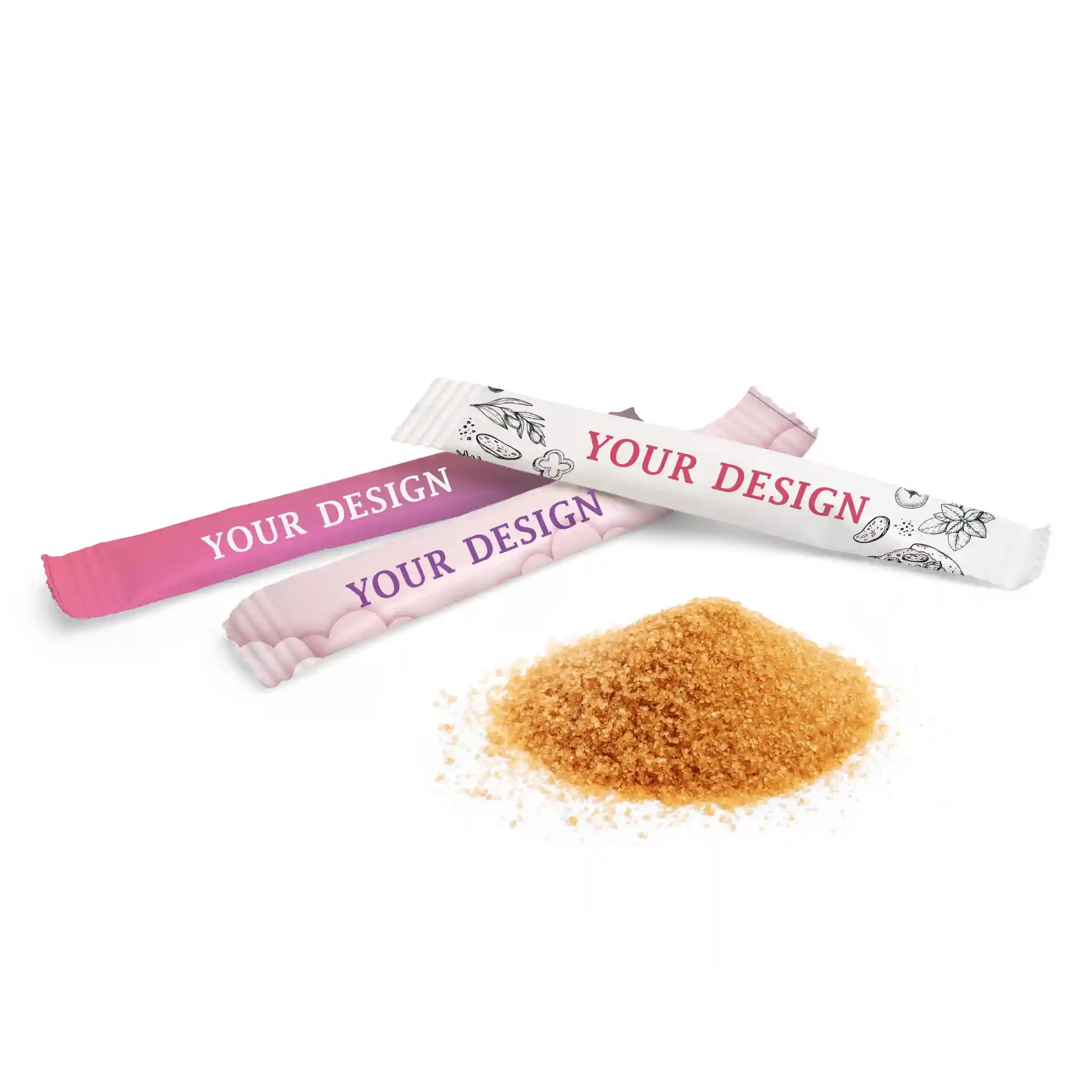 Bâtonnets de sucre avec logo, sucre de canne brun bio