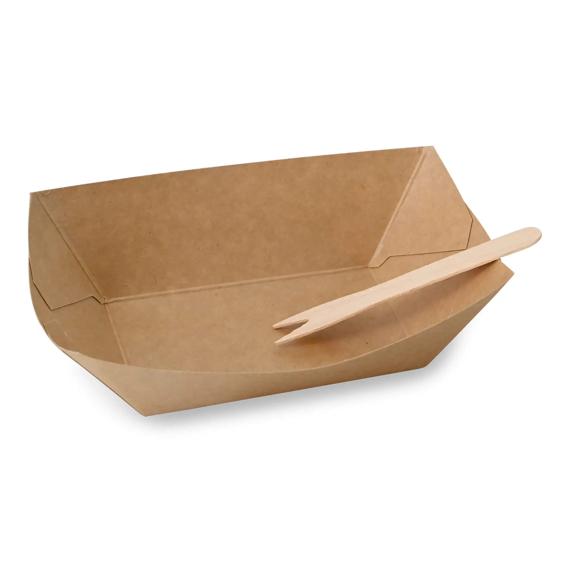 Barquette à snack en carton (revêtue) 200 ml, 13 x 10 x 3 cm, marron