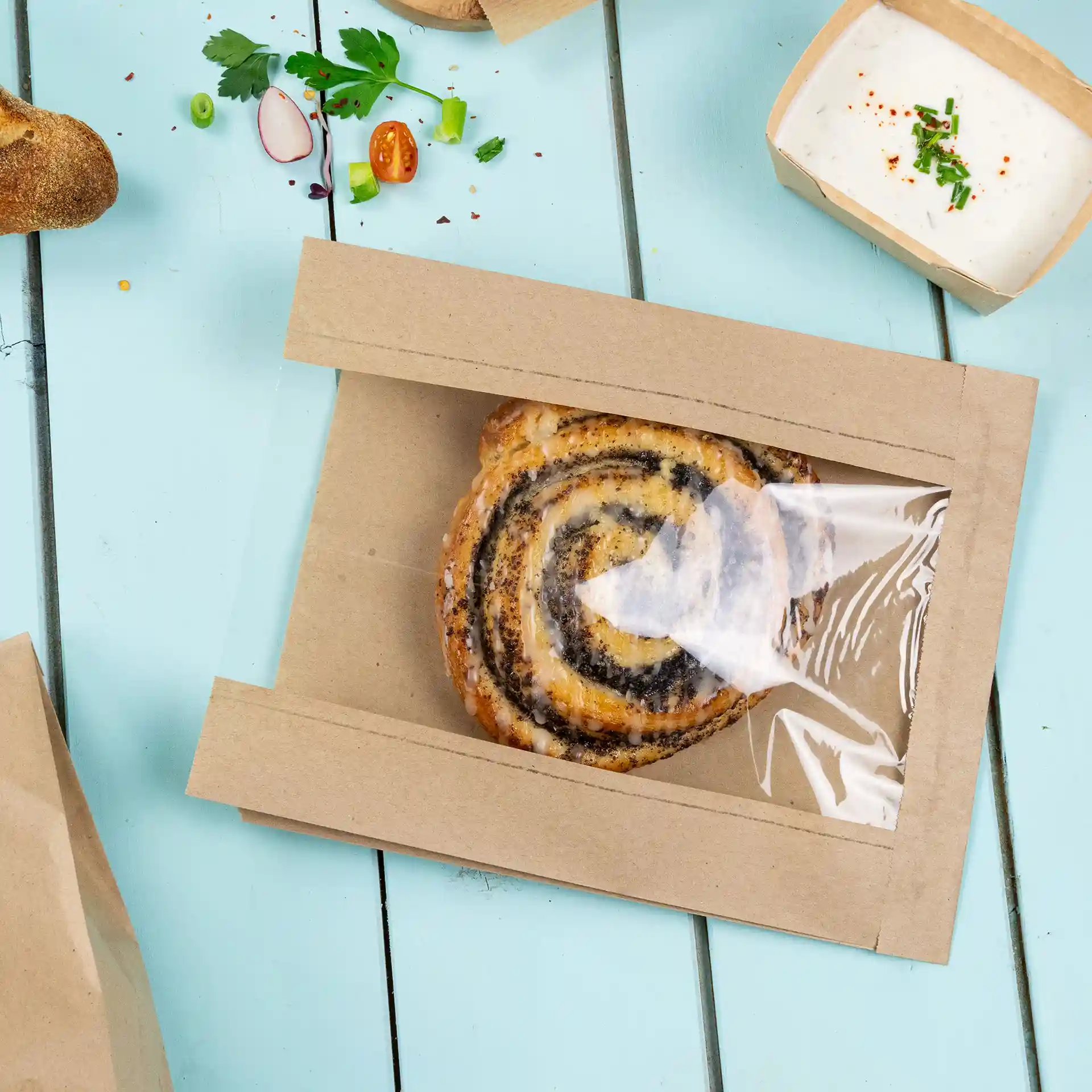 Bäckertüten aus Papier mit Fenster S, 20 x 5 x 25 cm, braun
