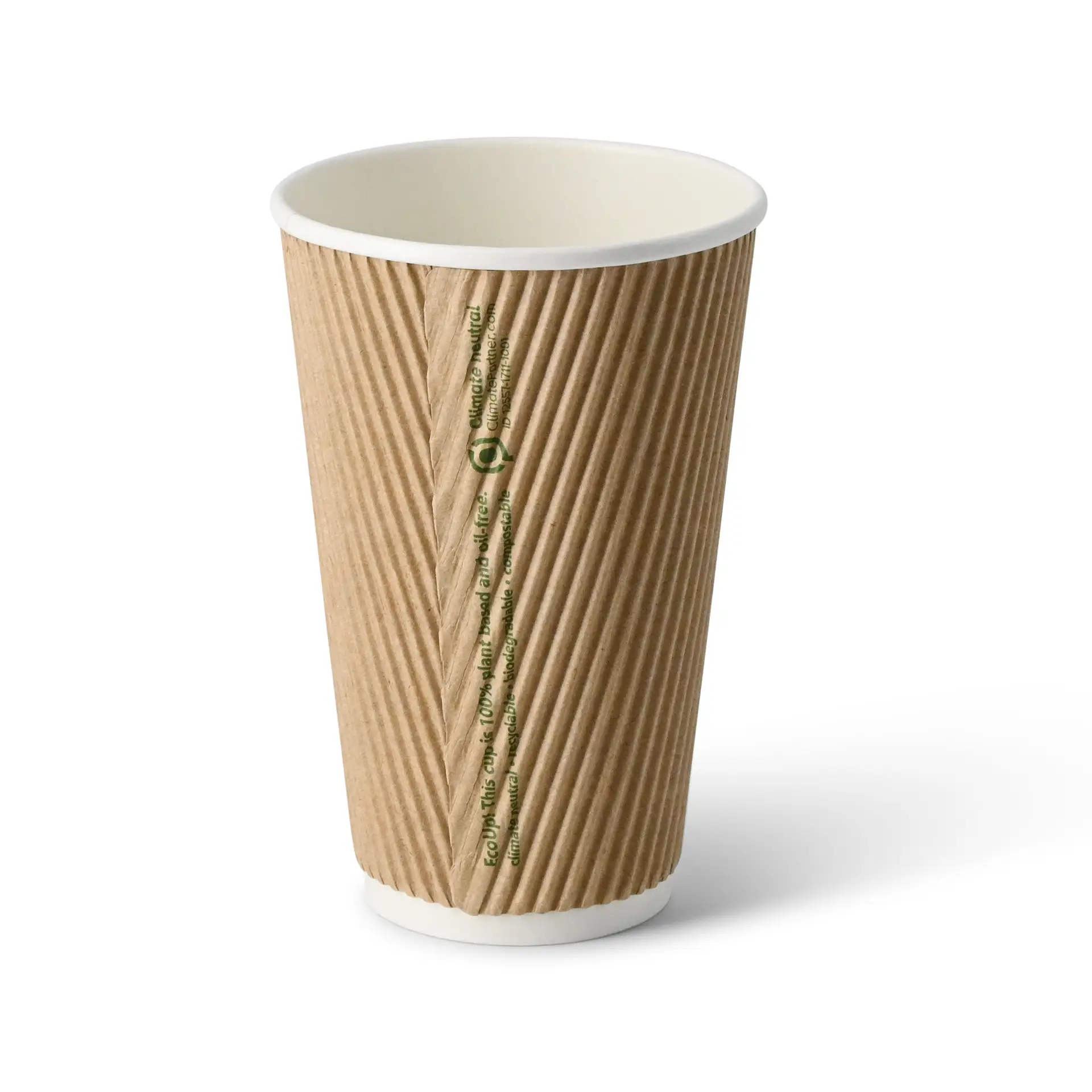 Gobelet en carton ondulé 40 cl / 16 oz, Ø 90 mm, brun dhd049621-riffelbecher-coffee-to-go-becher-400-ml-16-oz-90-mm-braun-innen-weiss-2