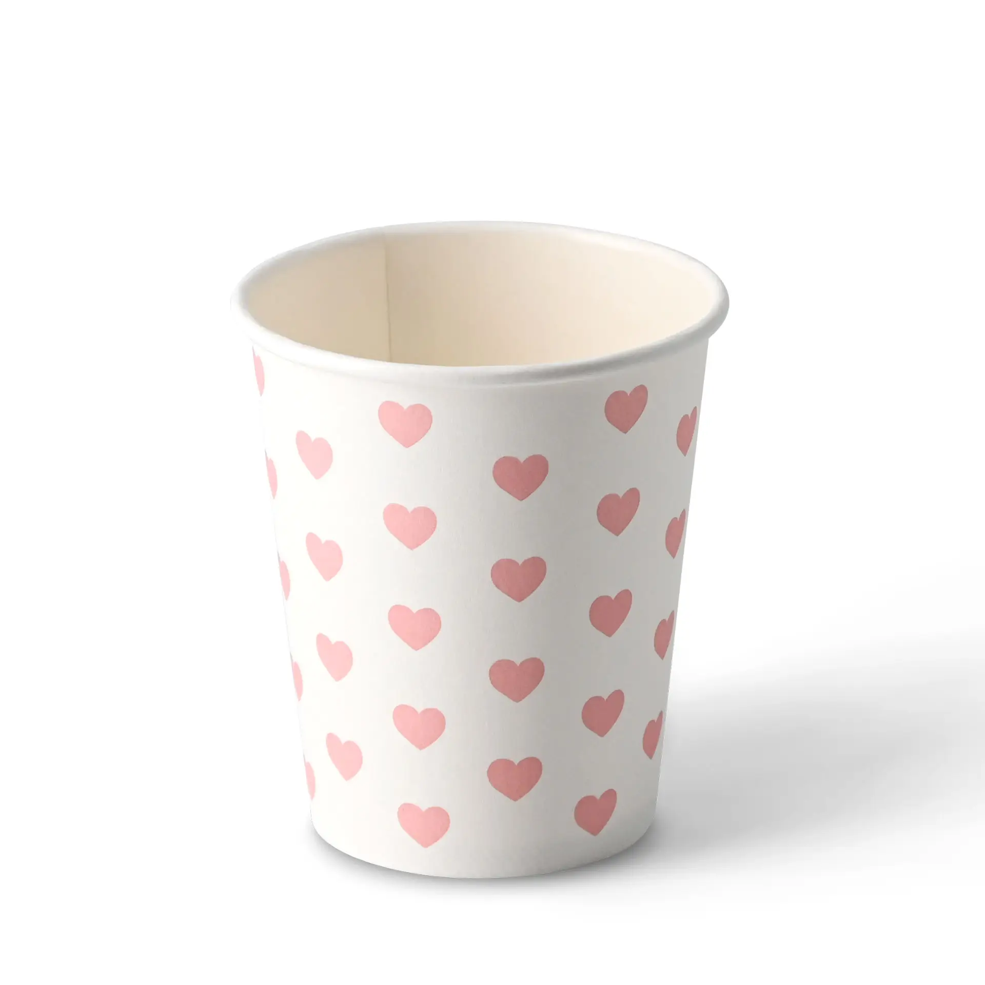 Gobelet en papier imprimé "Hearts" 20 cl / 8 oz, Ø 80 mm, blanc