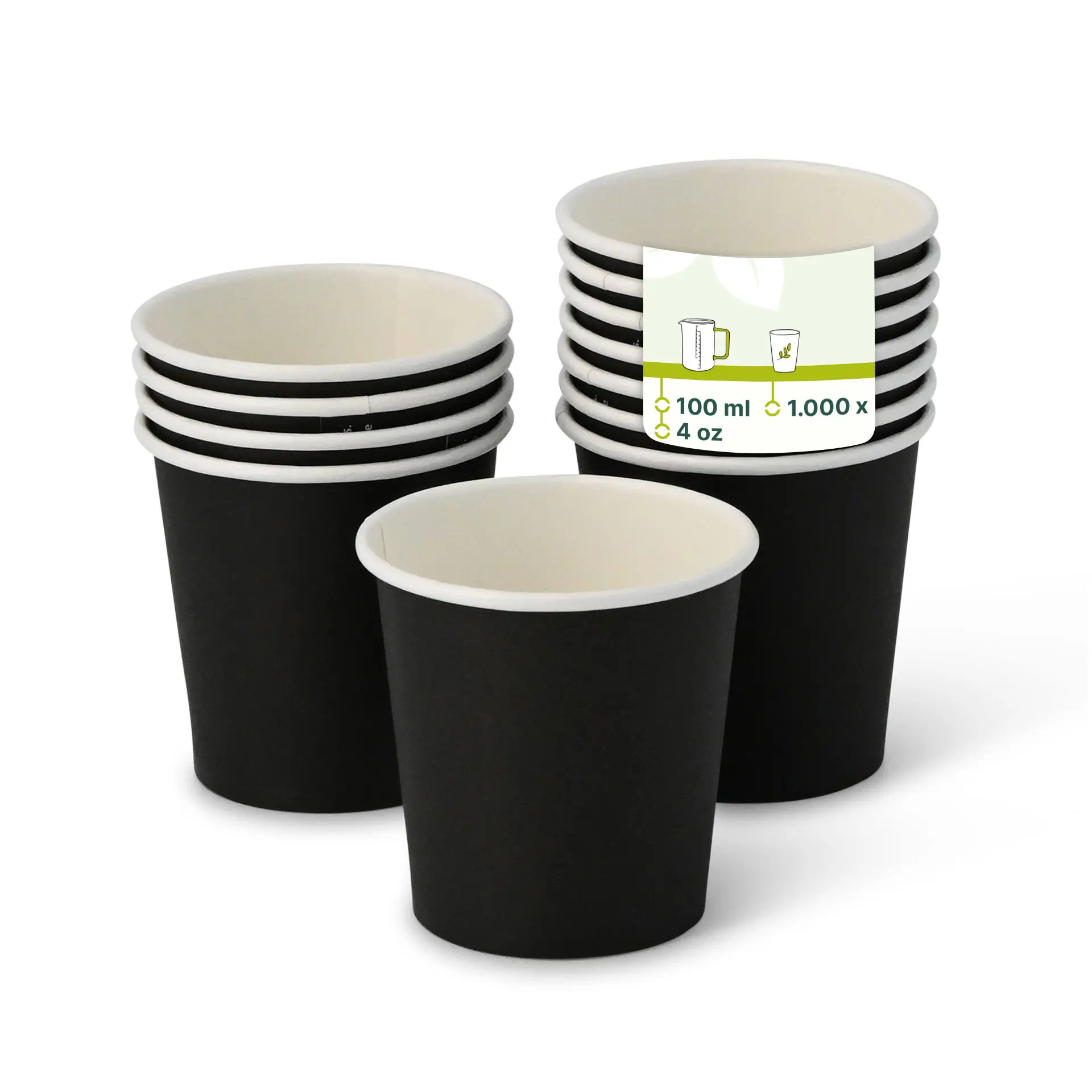 Pappbecher 100 ml / 4 oz, Ø 62 mm, schwarz