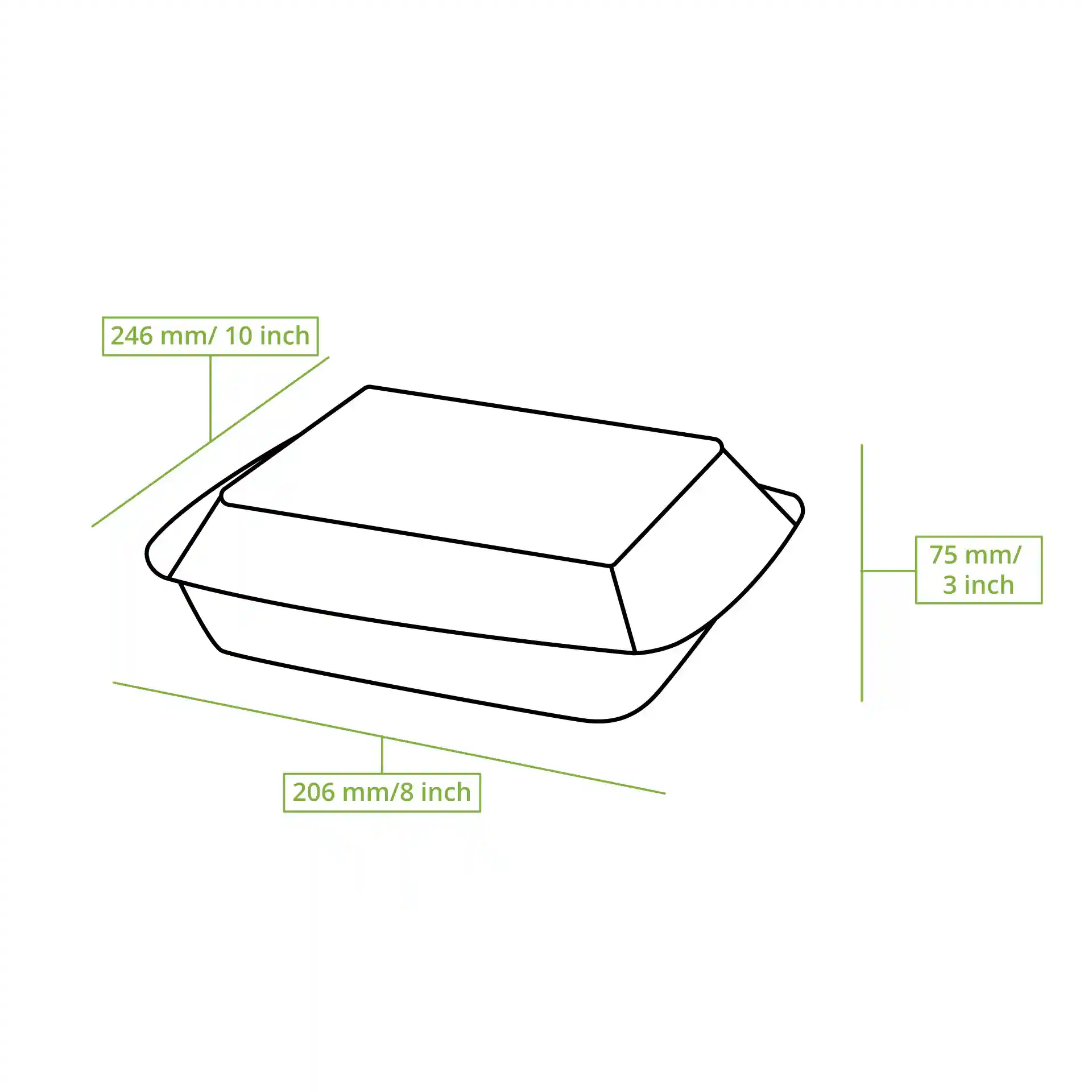 Take-away Boxen aus Zuckerrohr 25 x 20 x 7,5 cm, HP4, rechteckig