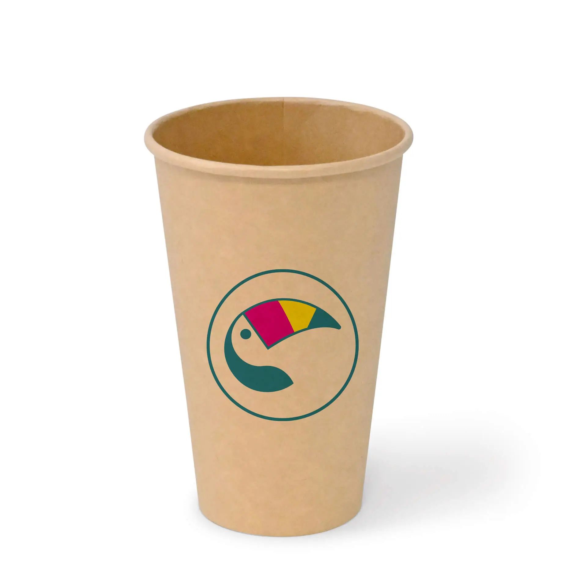 Gobelets en carton avec logo (simple paroi), 400 ml / 16 oz, brun, revêtement PLA