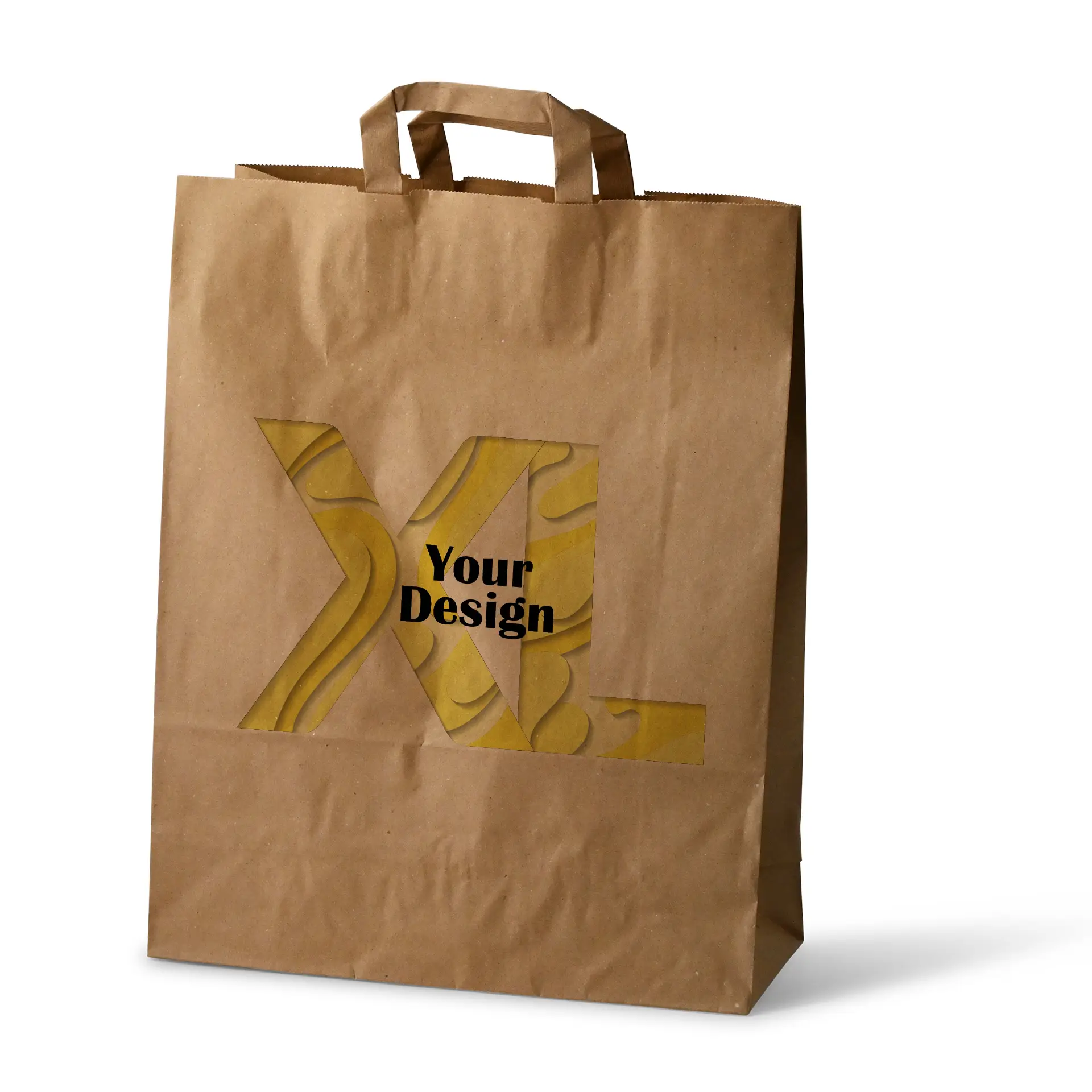 Papiertragetaschen bedrucken, XL - 32 x 12 x 40 cm, braun