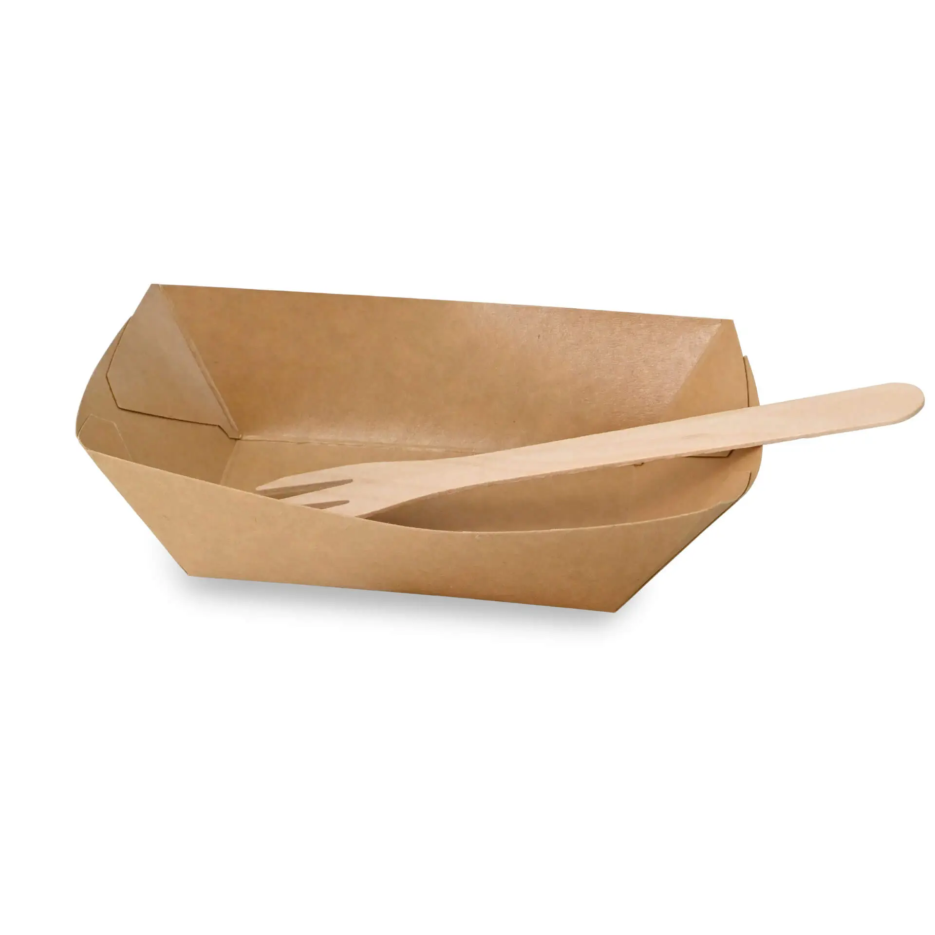 Barquette à snack en carton (revêtue) 400 ml, 17 x 12,5 x 4 cm, marron