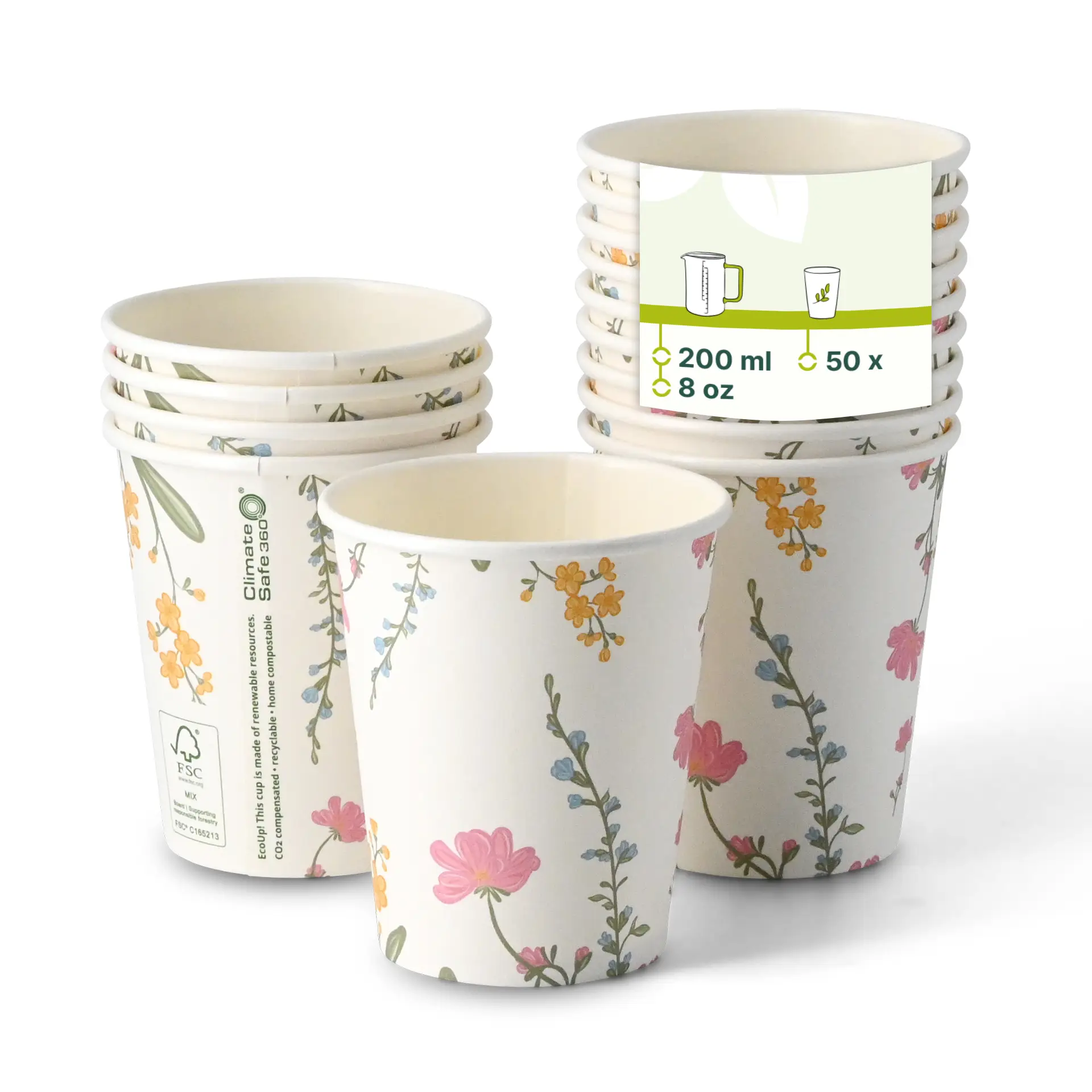 Pappbecher bedruckt "Frühling" 200 ml / 8 oz, Ø 80 mm, weiss dhd045561-pappbecher-bedruckt-fruehling-200-ml-8-oz-80-mm-weiss