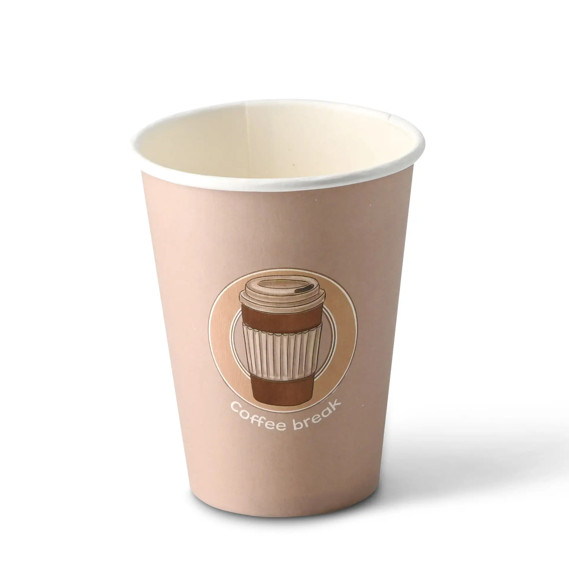 Gobelet en carton imprimé "Coffeebreak" 30 cl / 12 oz, Ø 80 mm, blanc