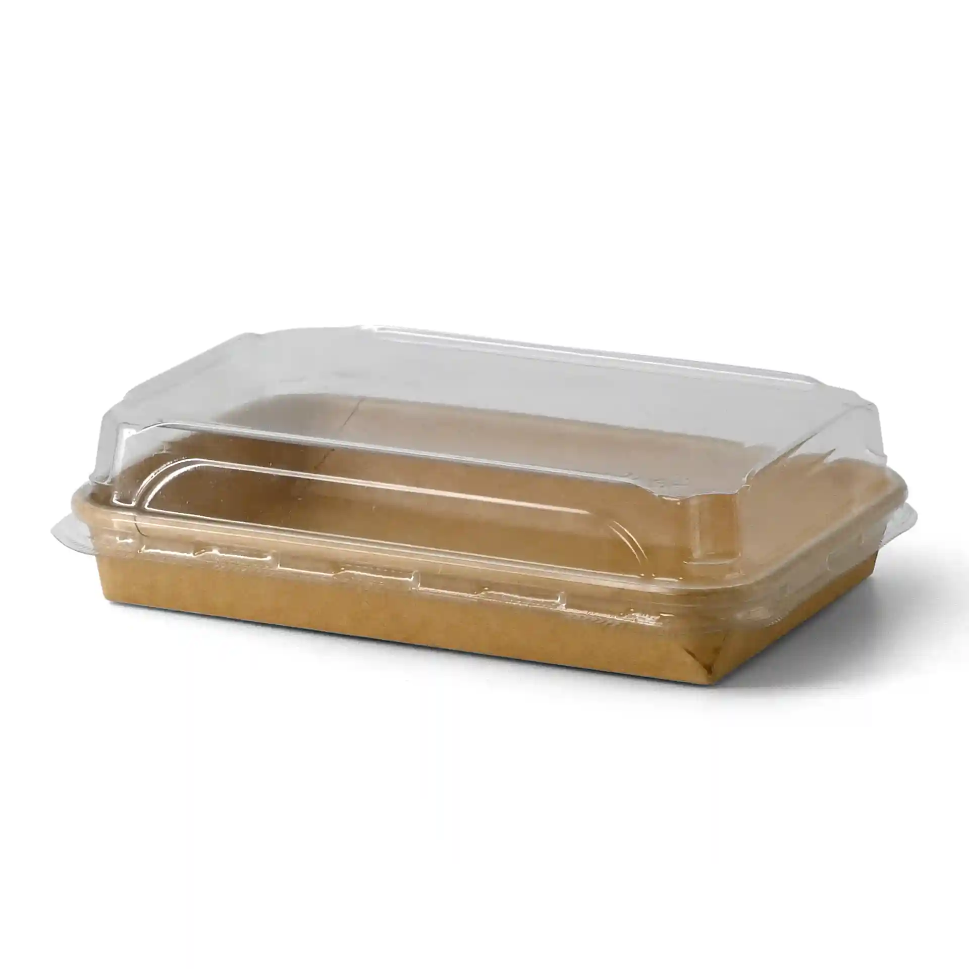 Coperchio in PET trasparente per scatola di sushi, dimensioni 22 x 14 x 3 cm, altezza 3,2 cm.