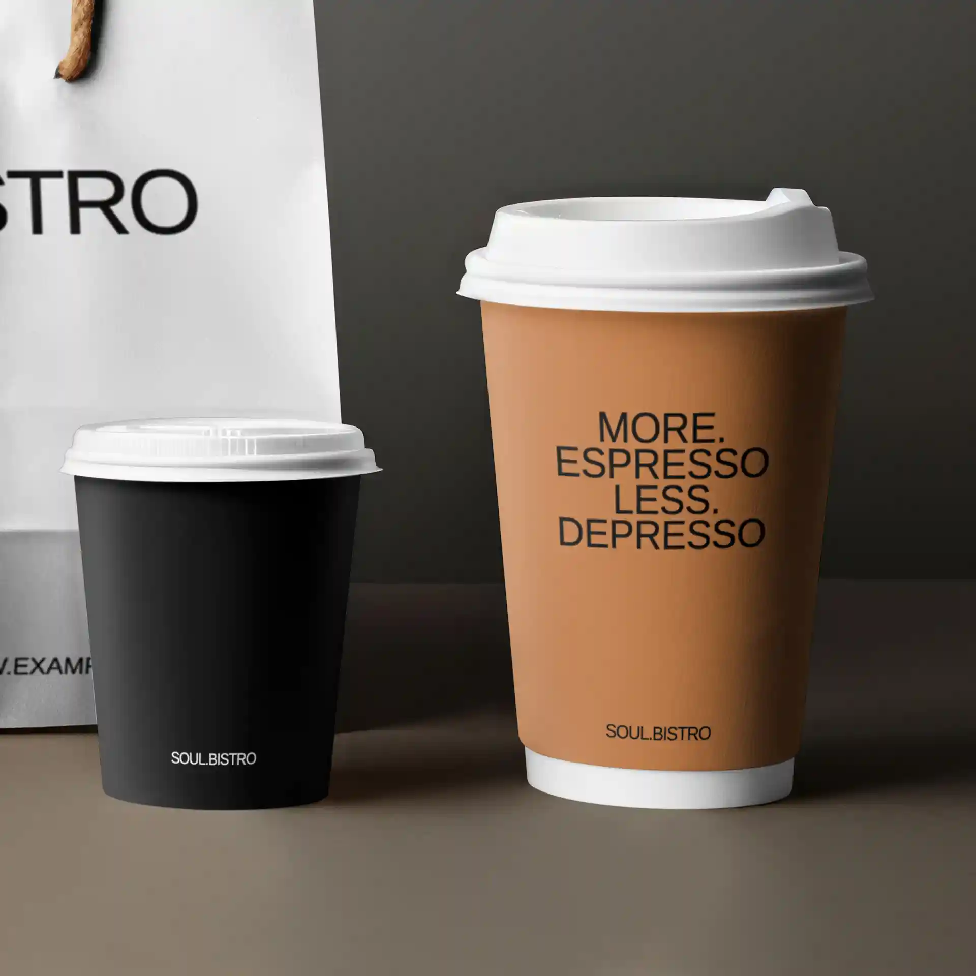 Gobelets personnalisés en carton, double paroi, 300 ml / 12 oz,blanc, mat, PE
