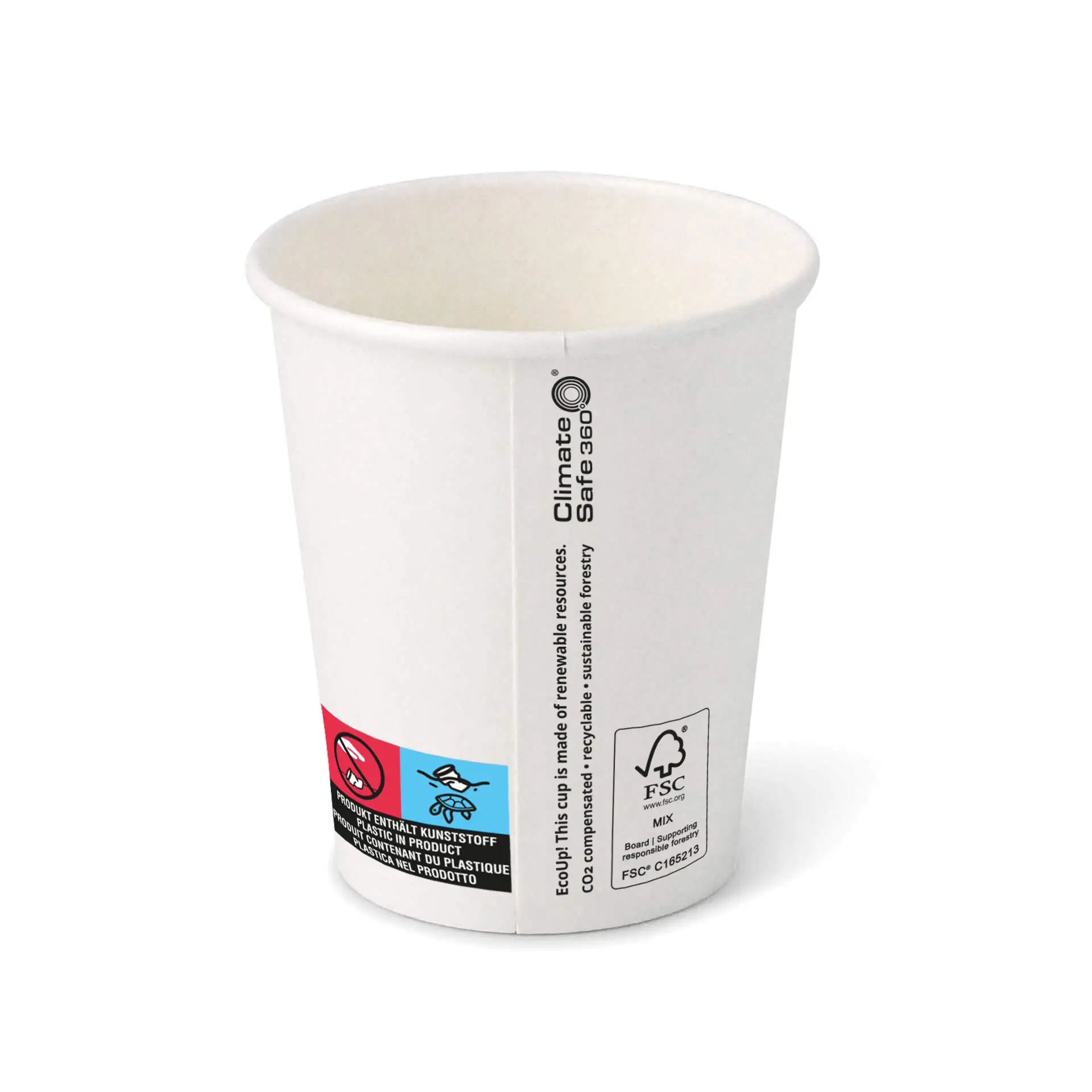 Gobelet en carton imprimé "Coffeelove" (revêtu) 200 ml / 8 oz, Ø 80 mm, blanc