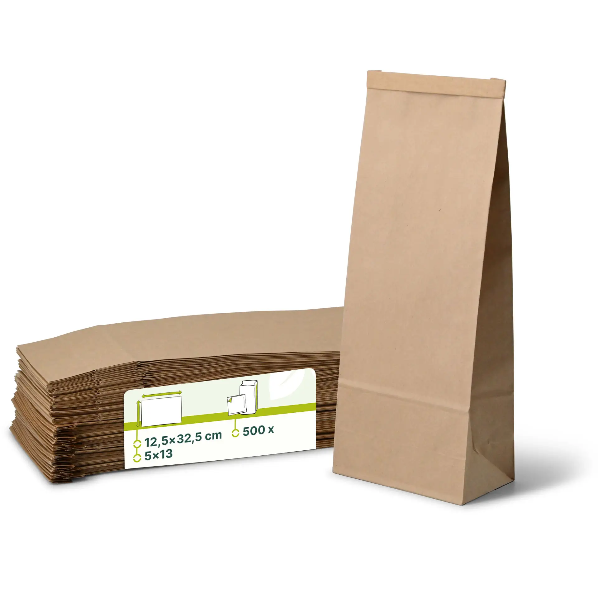 Sac SOS kraft brun L doublé de PP avec fermeture, 12,5 x 7,5 x 32,5 cm dre03360-blockbeutel-l-125-x-75-x-325-cm-pp-folie-braun-clipband-kraftpapier