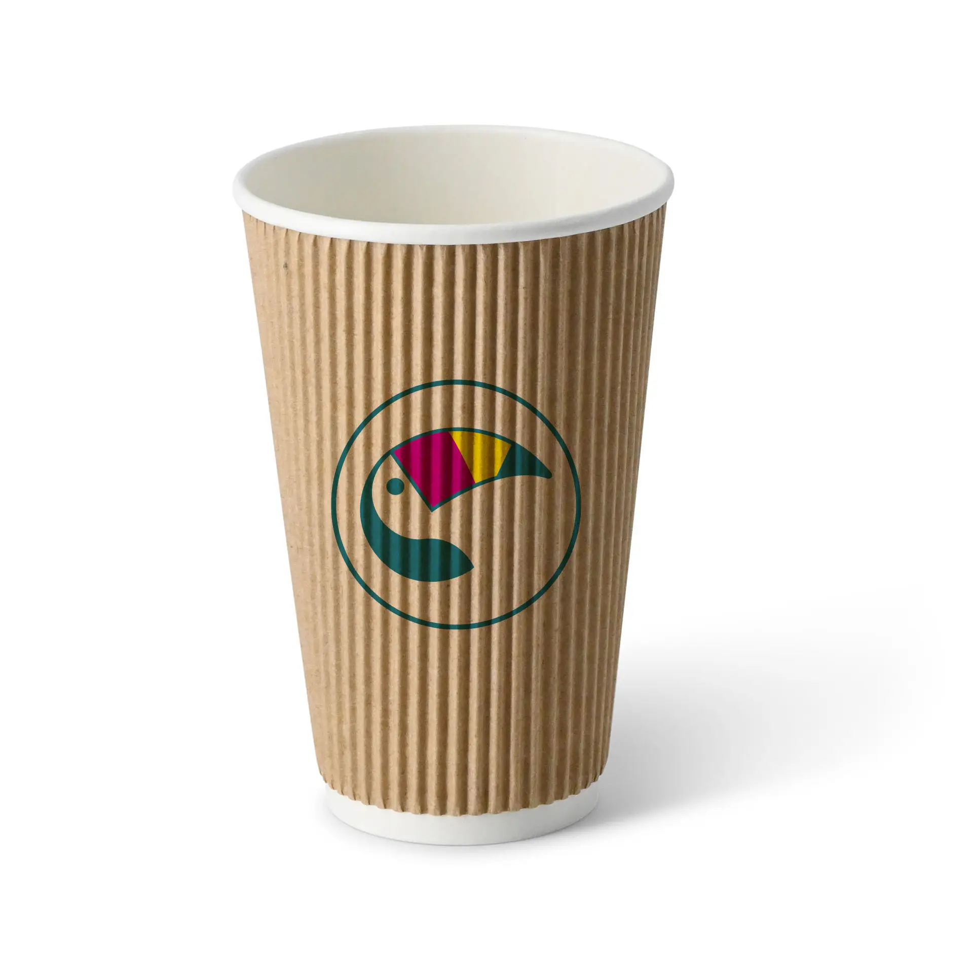 Gobelet à double paroi personnalisé, 400 ml / 16 oz, brun / blanc, enduit PLA Gobelet à double paroi personnalisé, 400 ml / 16 oz, brun / blanc, enduit PLA