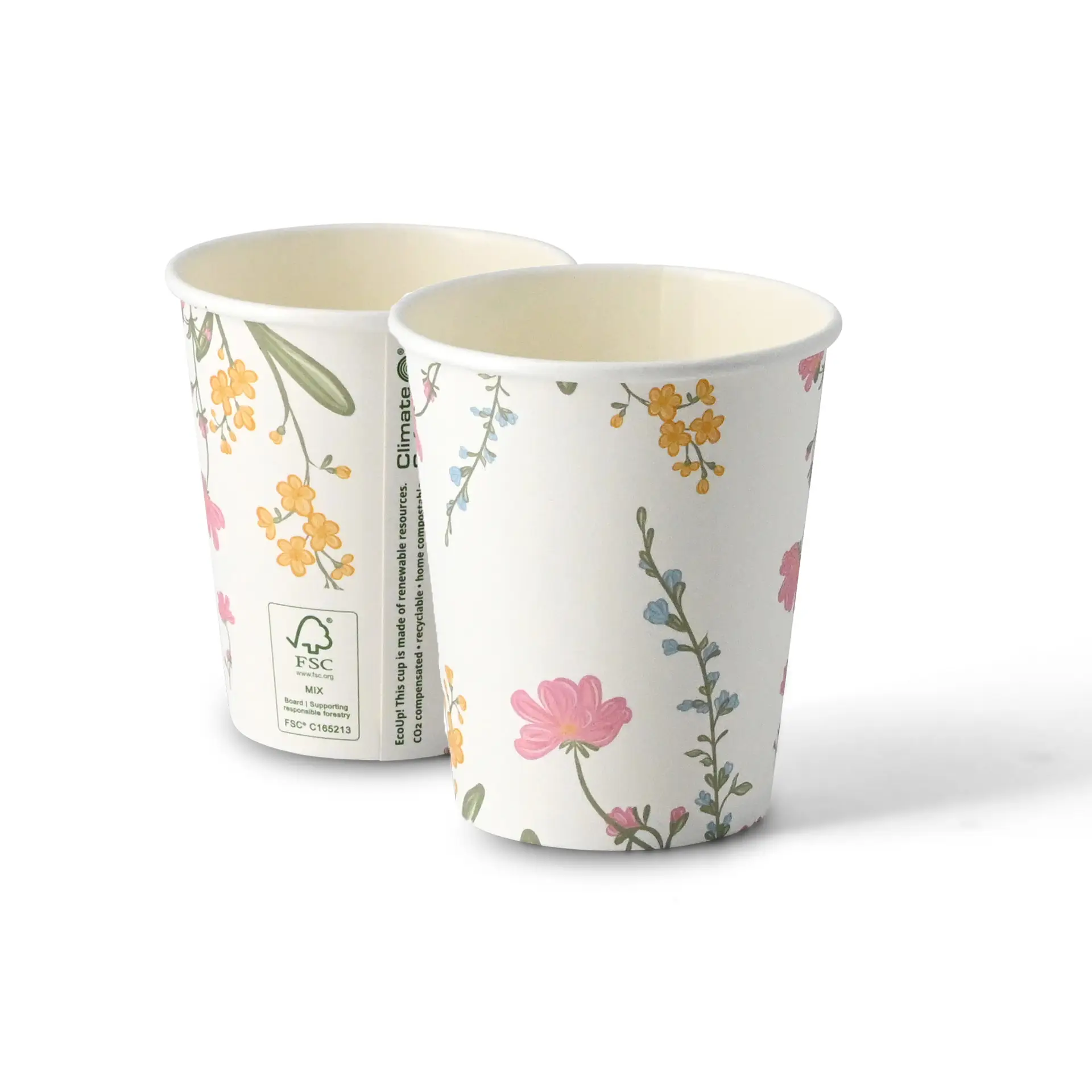 Gobelet en carton imprimé "Printemps" 200 ml / 8 oz, Ø 80 mm, blanc
