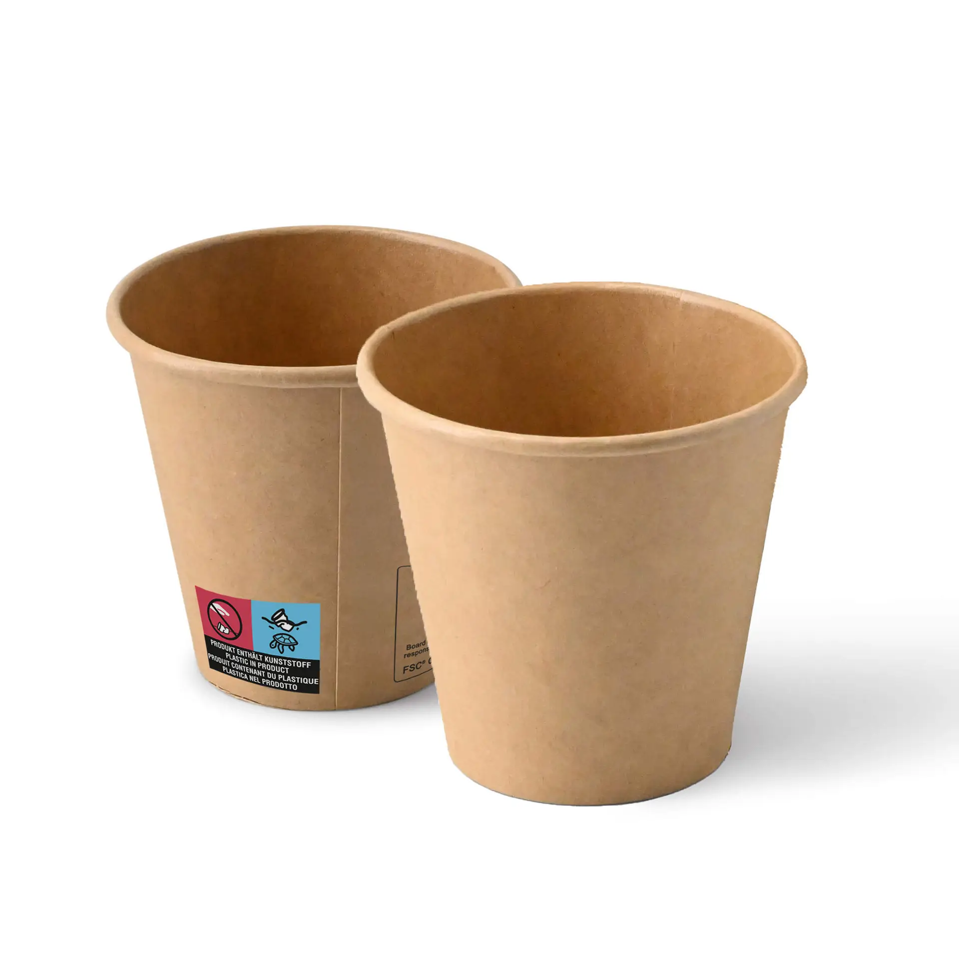 Gobelet en carton (revêtu de PE) 15 cl / 6 oz, Ø 80 mm, brun