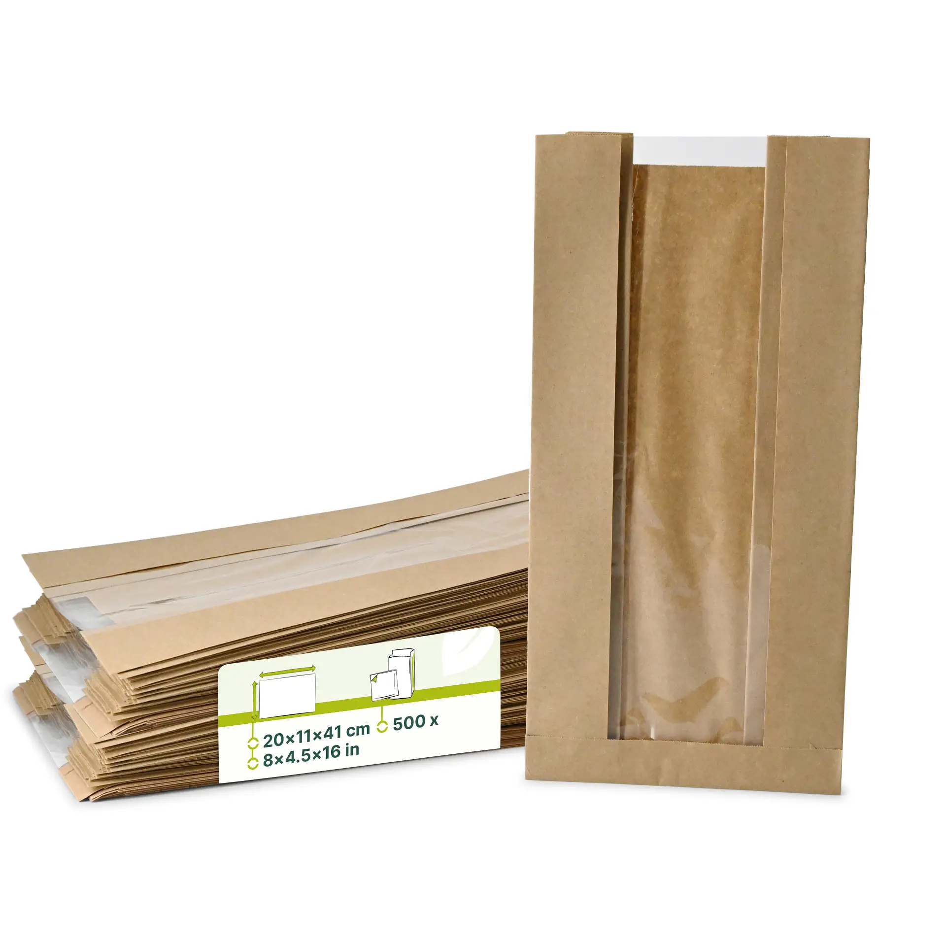 Nachhaltige Bäckertüten mit Fenster | 500 Stück dre02148-baeckertueten-aus-papier-mit-fenster-l-20-x-11-x-41-cm-braun