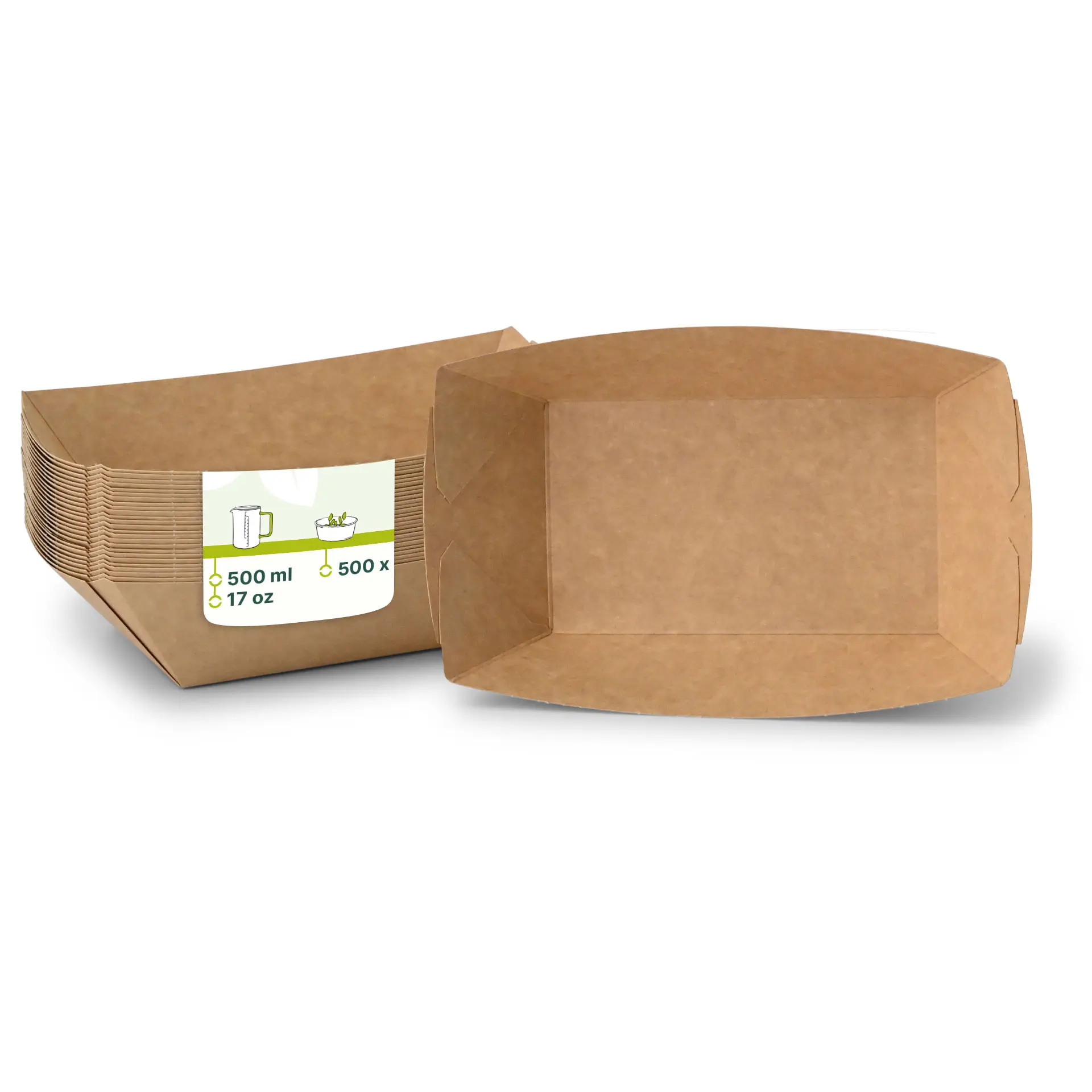 Snackschale aus Karton 500 ml, 20,5 x 14 x 3 cm, braun