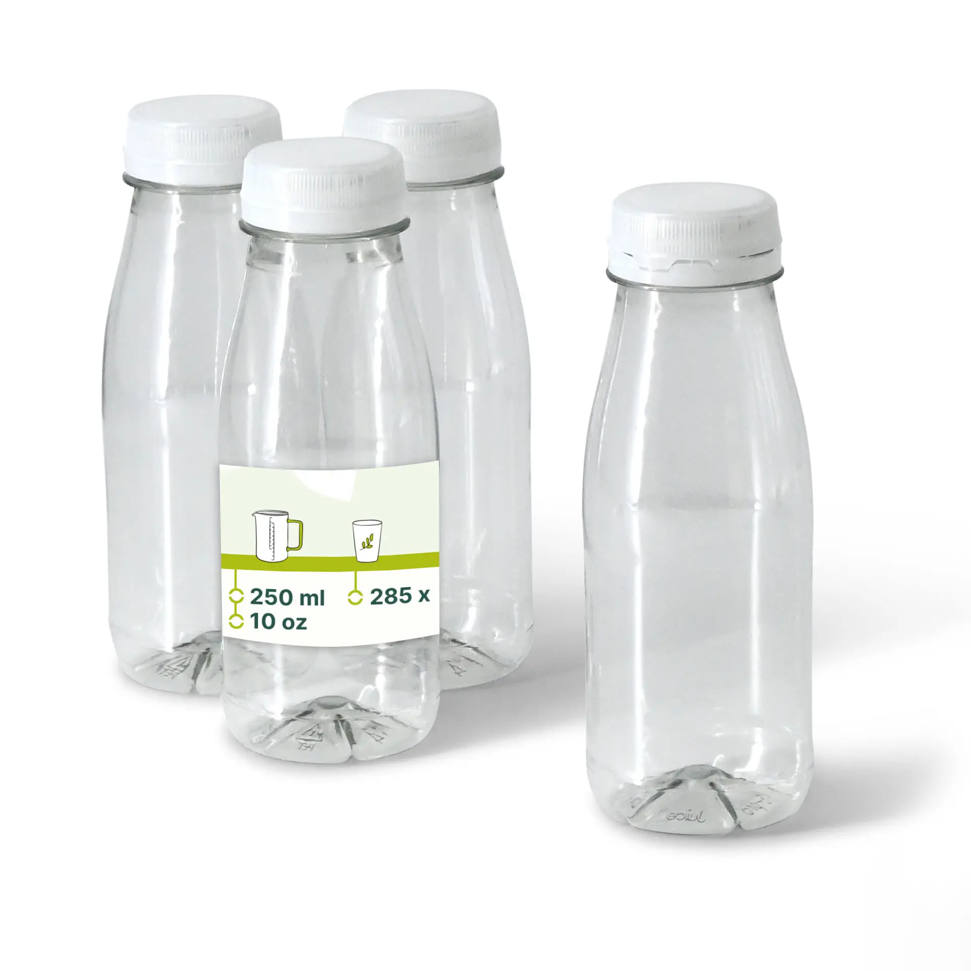 Bouteille en rPET 250 ml, transparente, bouchon blanc dcd03033-rpet-flaschen-250-ml-klar-deckel-weiss