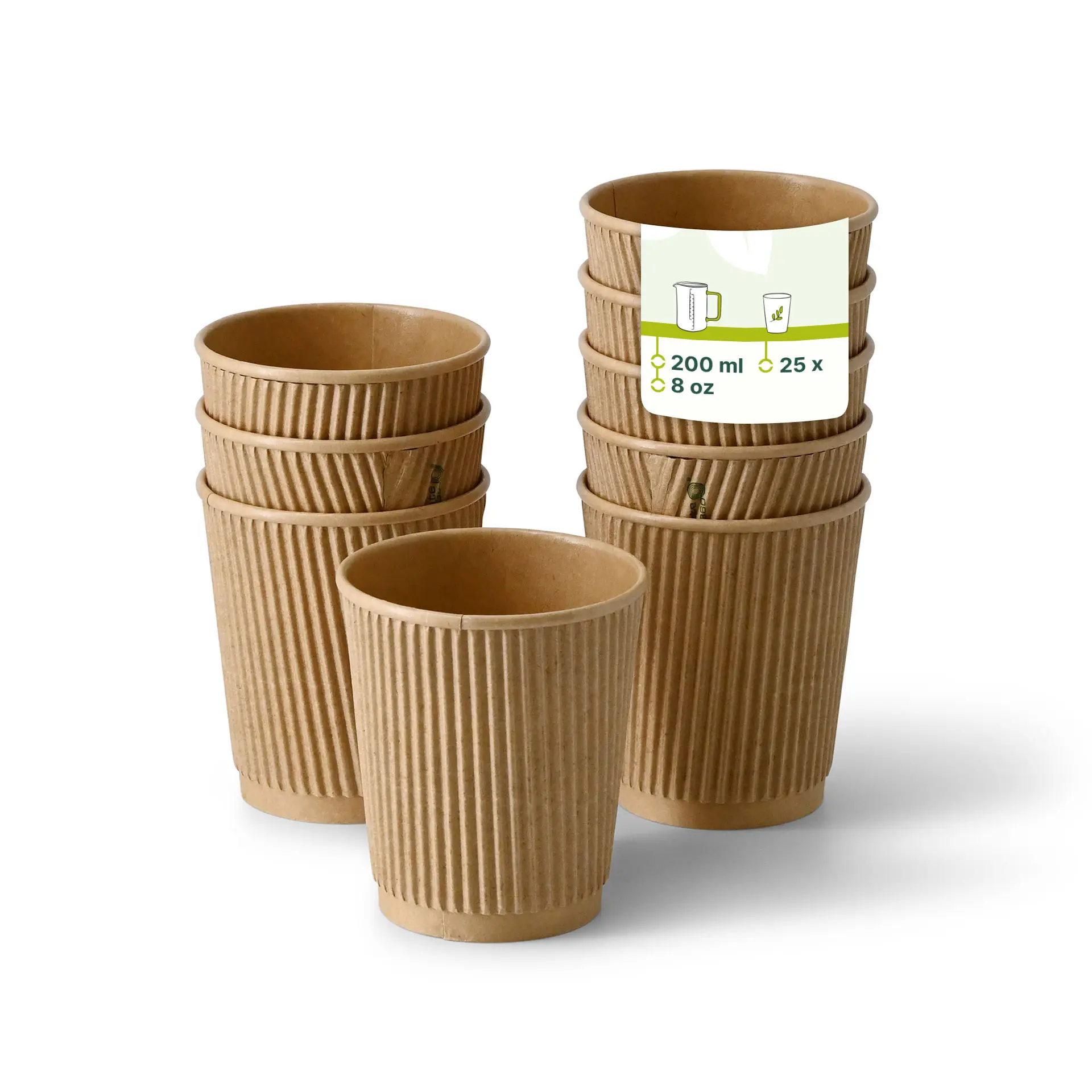 Riffelbecher / Kaffee to go Becher 200 ml / 8 oz, Ø 80 mm, braun dhd048451-riffelbecher-kaffee-to-go-becher-200-ml-8-oz-80-mm-braun