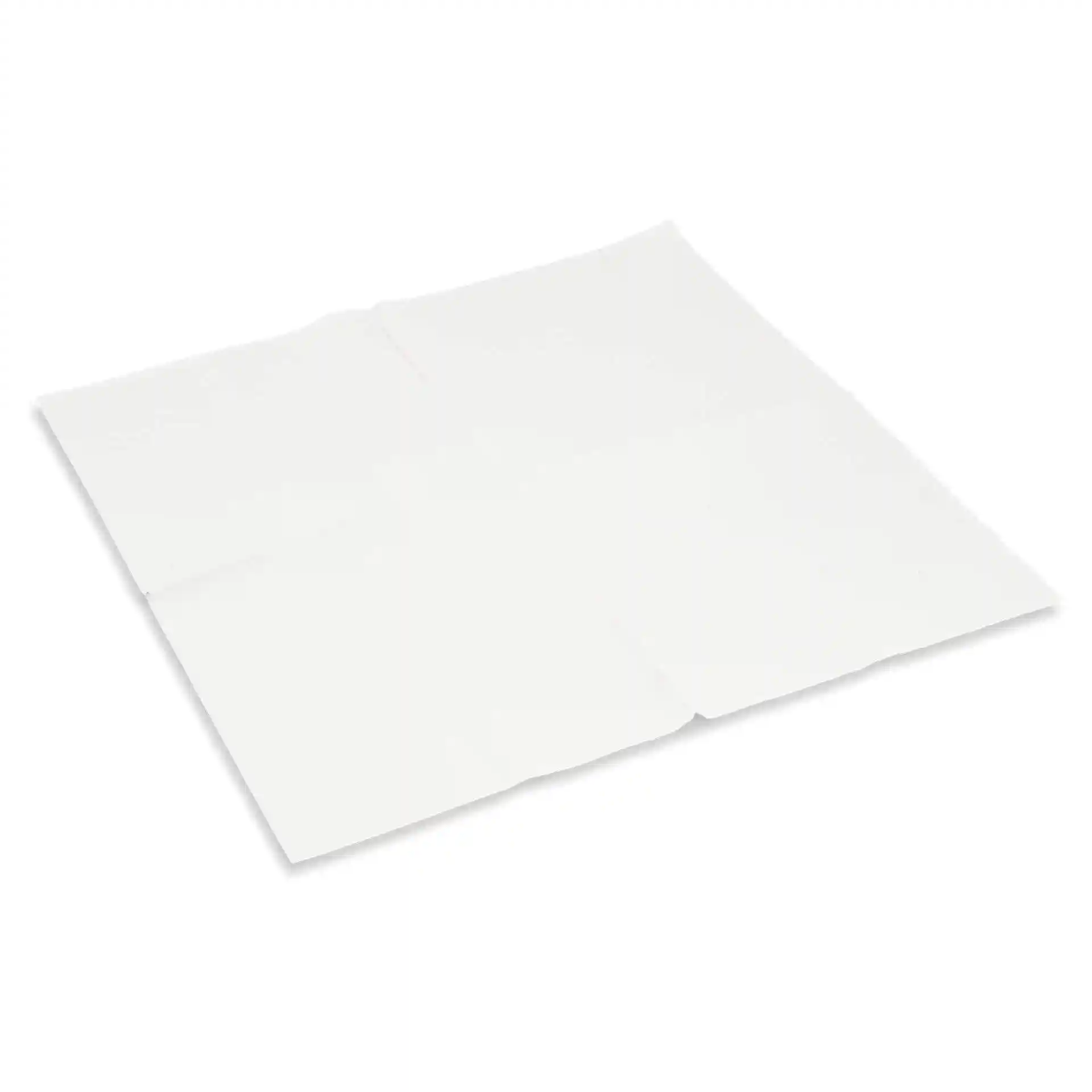 Tovagliolo in carta riciclata bianco, quadrato, 2 veli, 33 x 33 cm, con simbolo di riciclo stampato in nero.