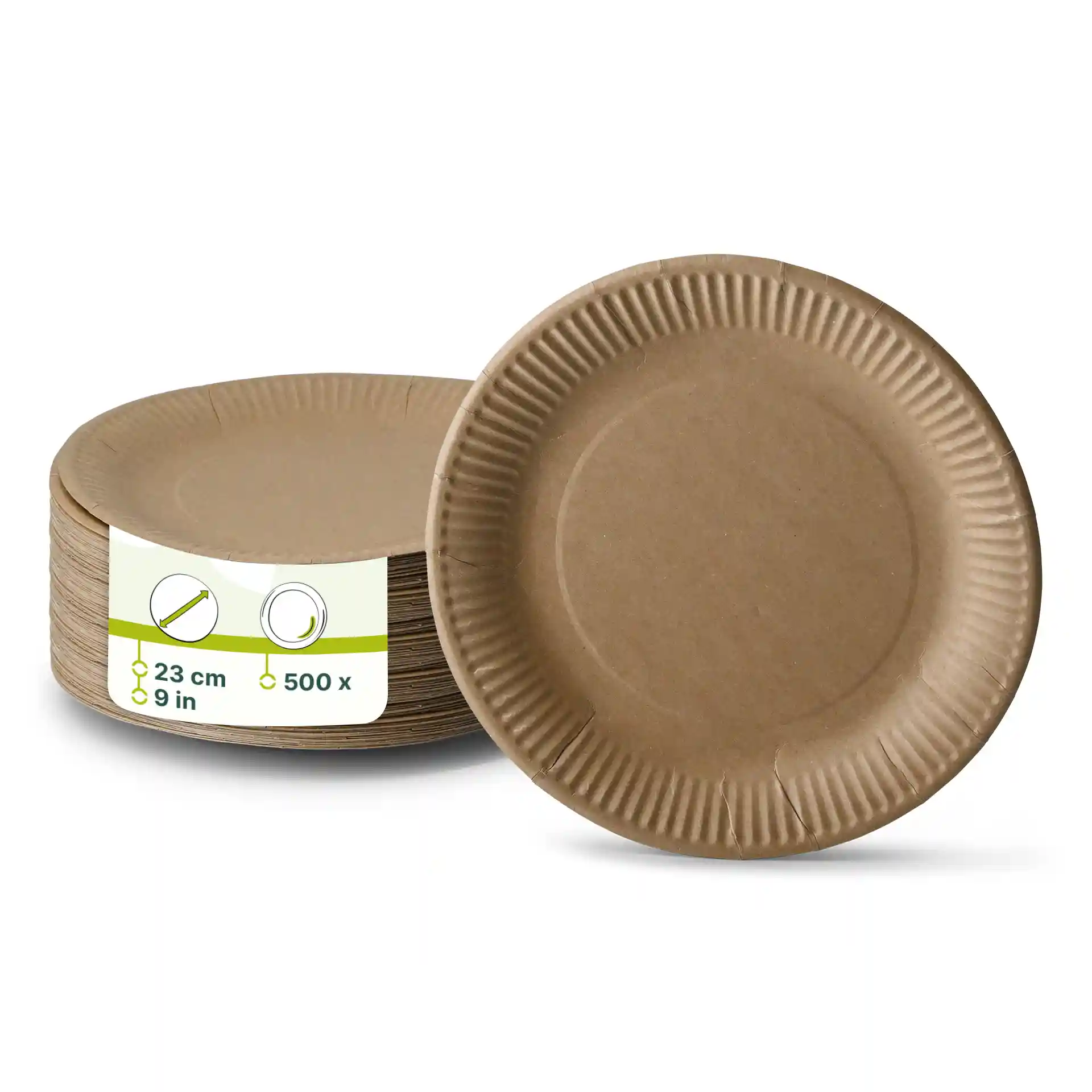 Assiette en carton Ø 23 cm, brun, ronde