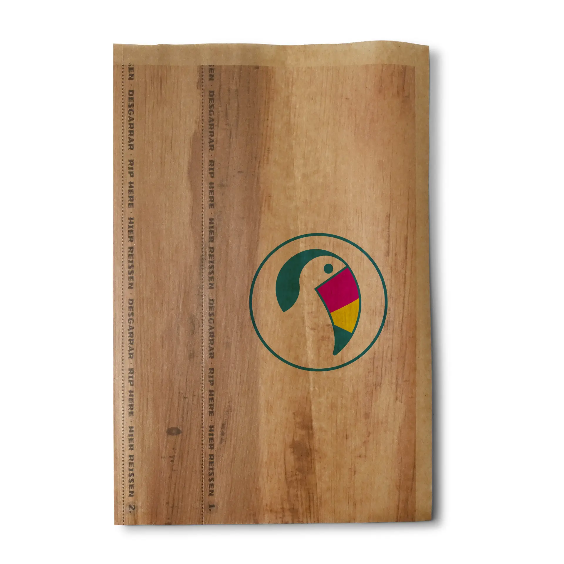 Wraptaschen bedruckt, 19,5 x 30 cm, braun, Klebeverschluss