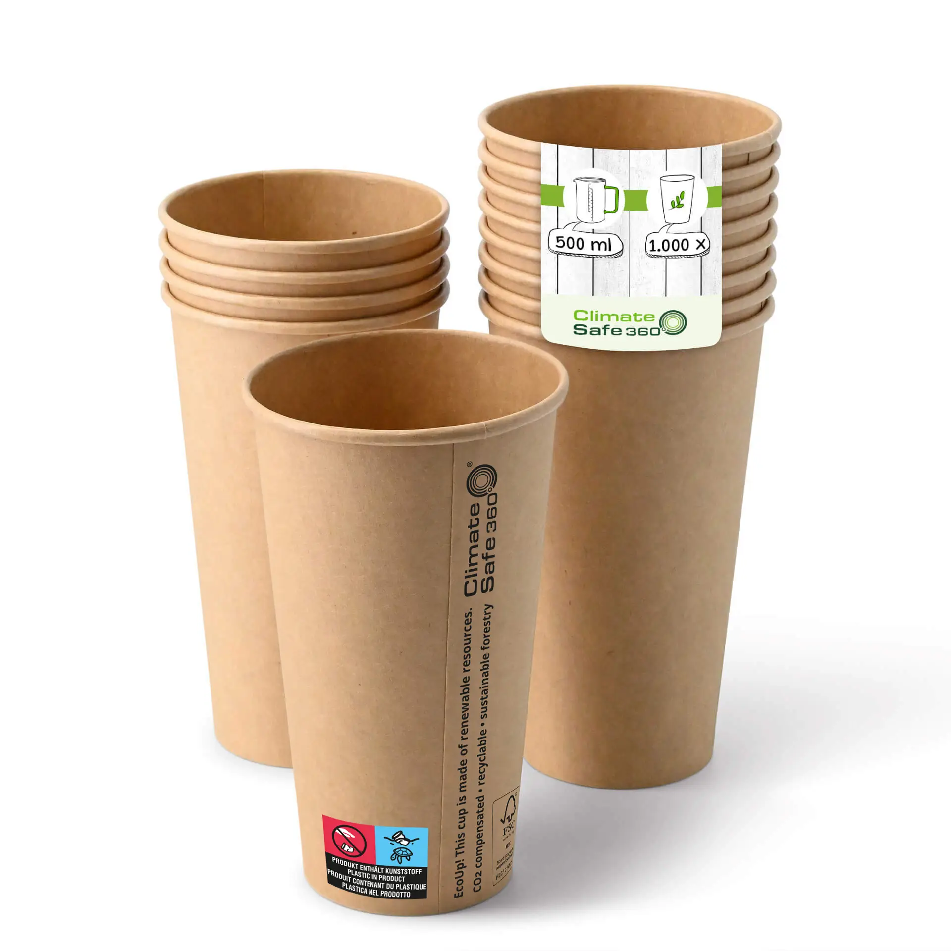 Gobelet en carton (revêtu de PE) 50 cl / 20 oz, Ø 90 mm, brun con10020-01-0-pappbecher-beschichtet-500-ml-20-oz-90-mm-braun