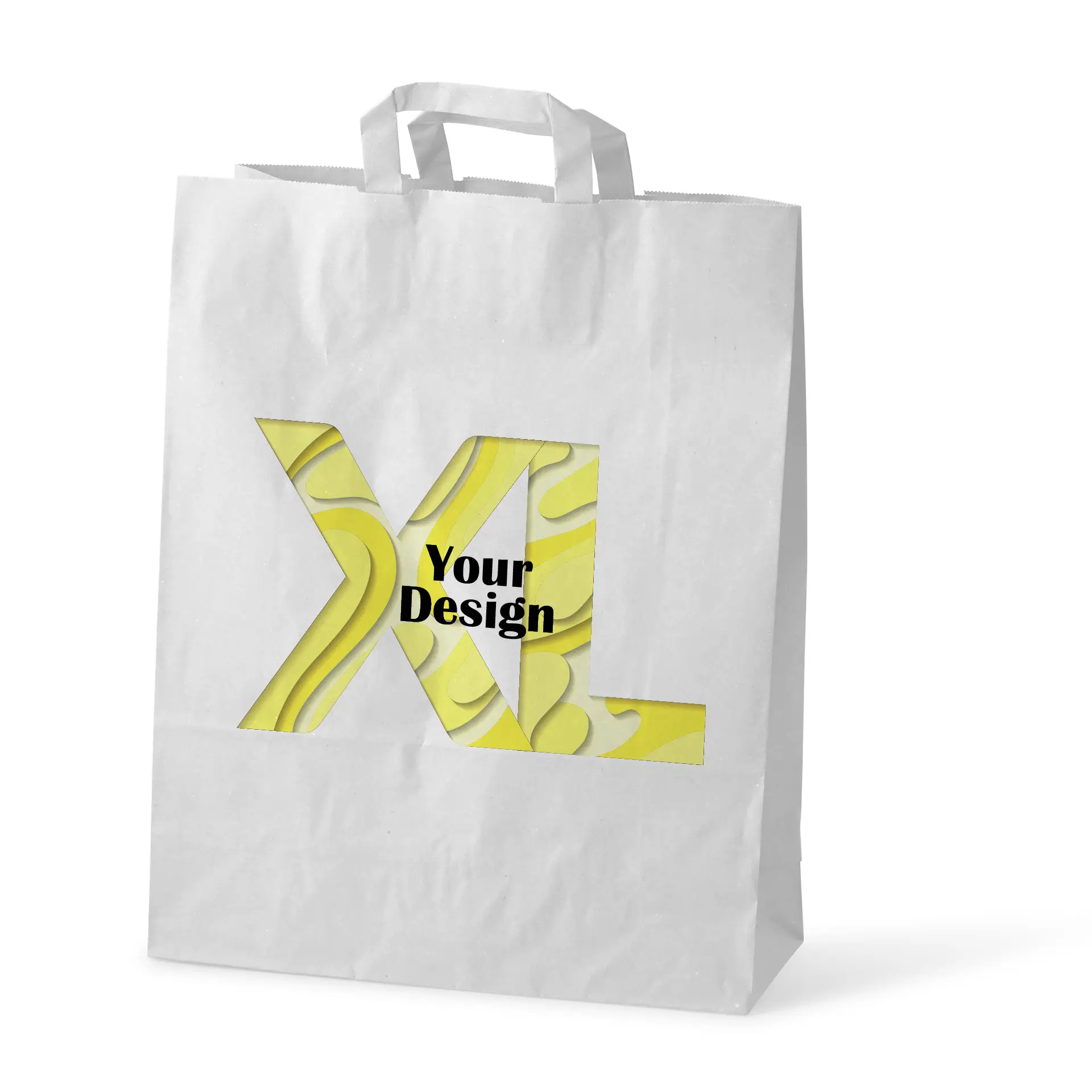 Papiertragetaschen bedrucken, XL - 32 x 12 x 40 cm, weiss