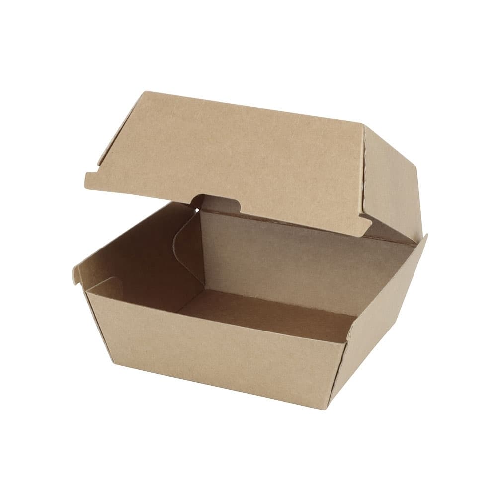 Take-away-Burger-Boxen 16,8 x 15,4 x 9,8 cm, Kraftkarton, braun