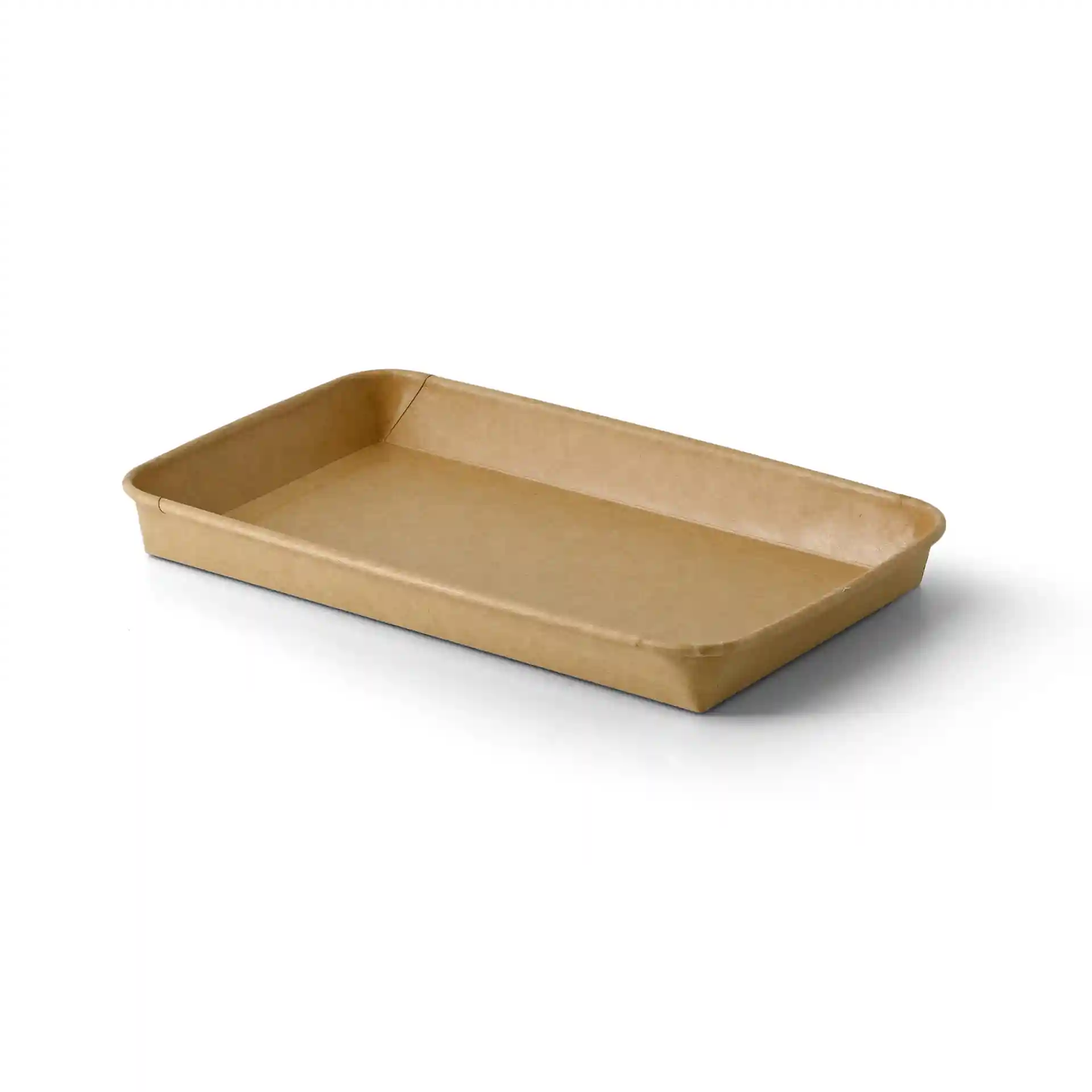 Braune rechteckige Sushi-Box mit PE-beschichtetem Innenraum, 24 x 15 x 3 cm groß.