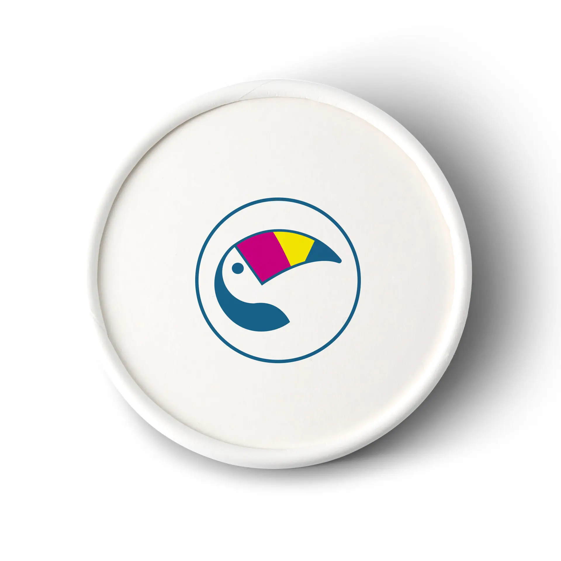 Bedruckte Deckel für Eisbecher, ⌀ 75 mm, weiss, PLA-beschichtet Bedruckte Deckel für Eisbecher, ⌀ 75 mm, weiss, PLA-beschichtet