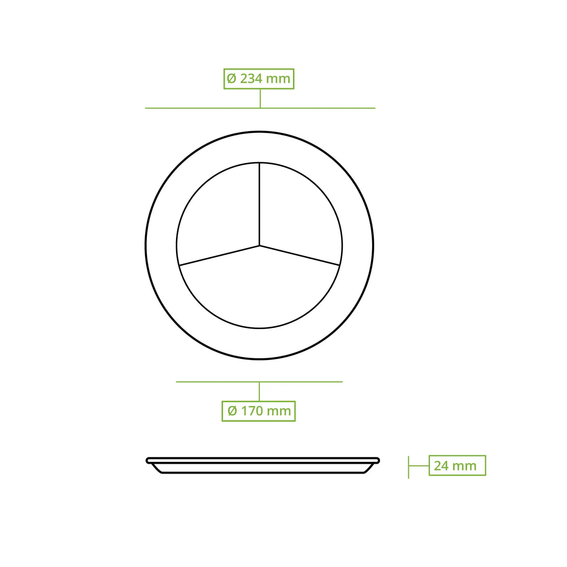 Assiette en canne à sucre Ø 22 cm, 3 compartiments, ronde