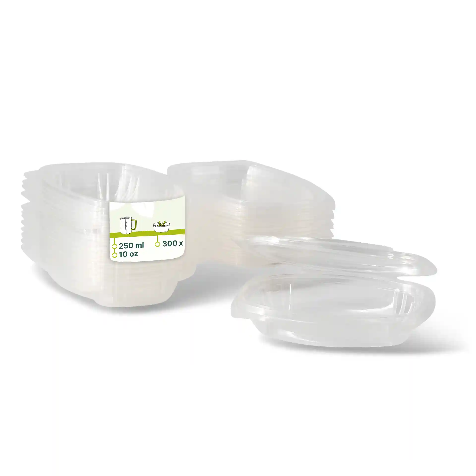 PLA-Feinkost-Schalen 250 ml, Klappdeckel, rechteckig