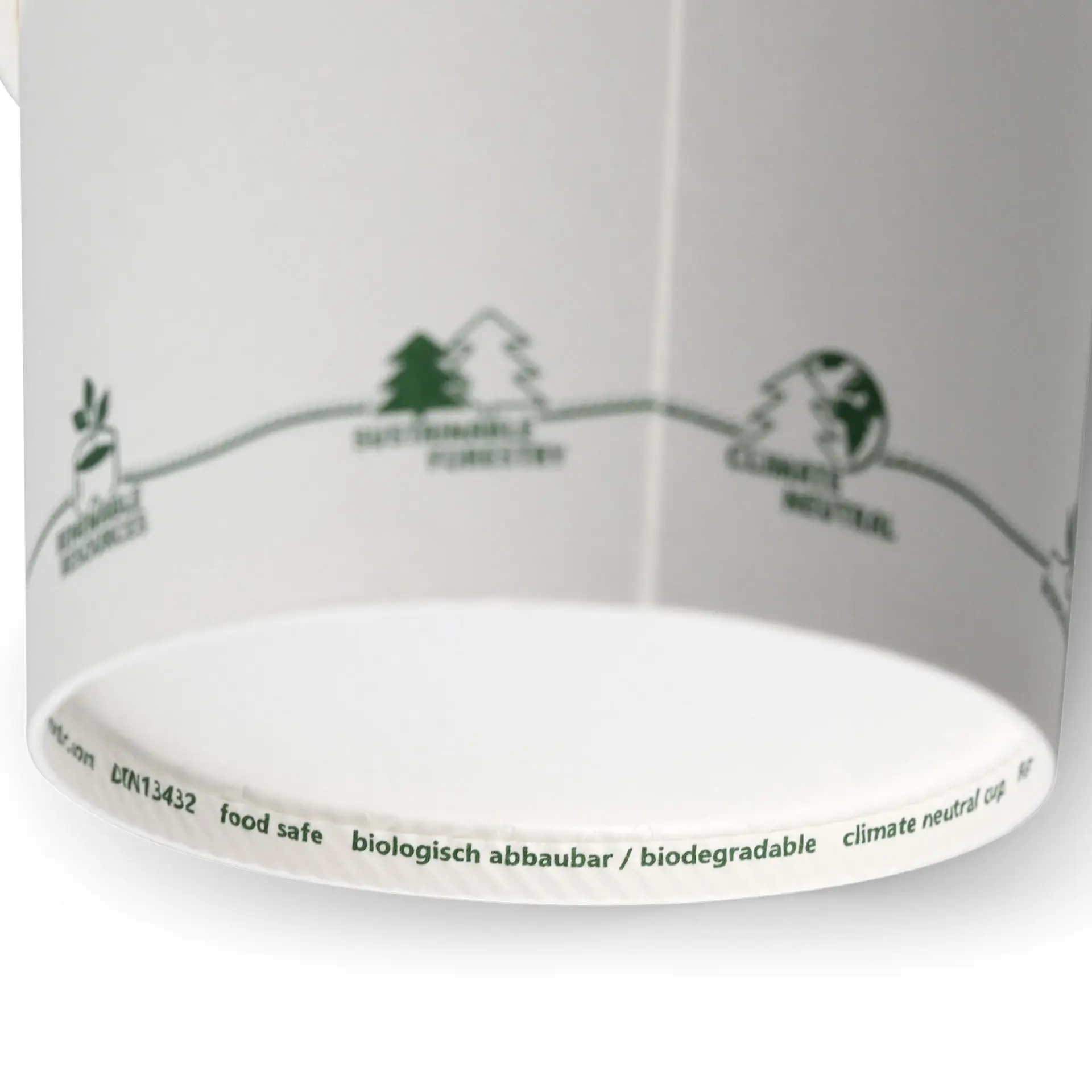 Gobelets universels en carton 20 cl/8 oz, Ø 90 mm, icônes « EcoUp© »