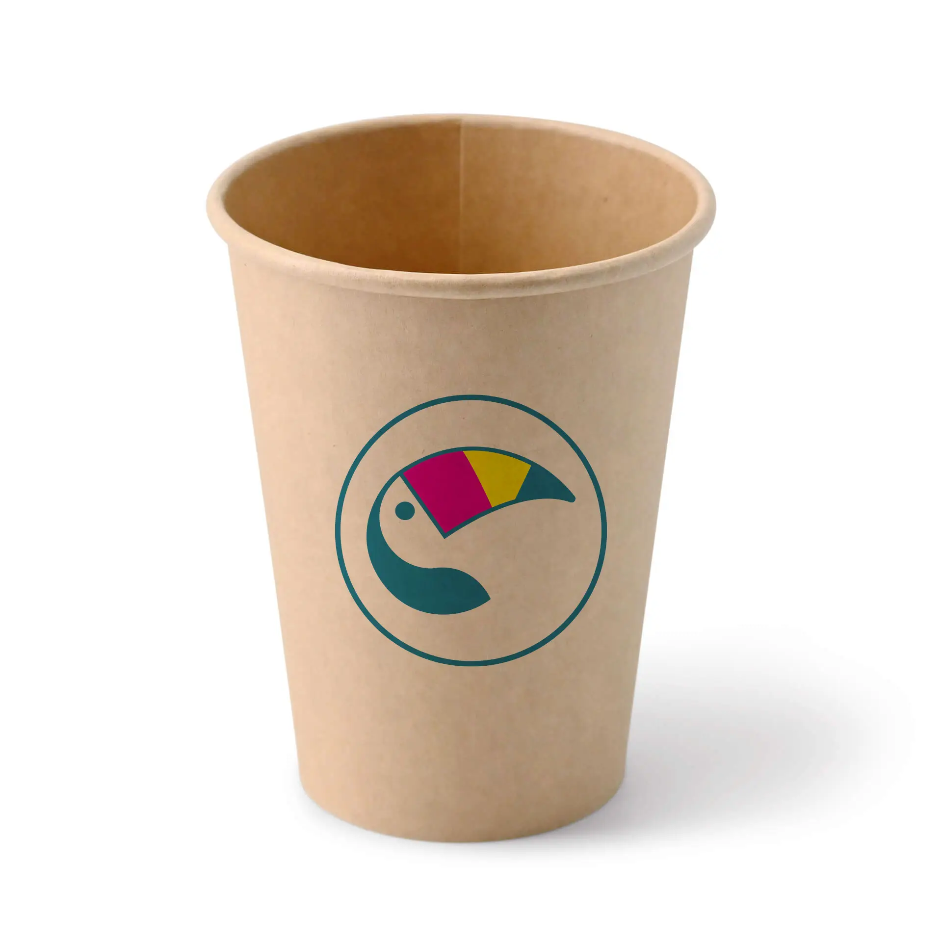 Pappbecher mit Logo (einwandig), 300 ml / 12 oz, braun, PLA-beschichtet