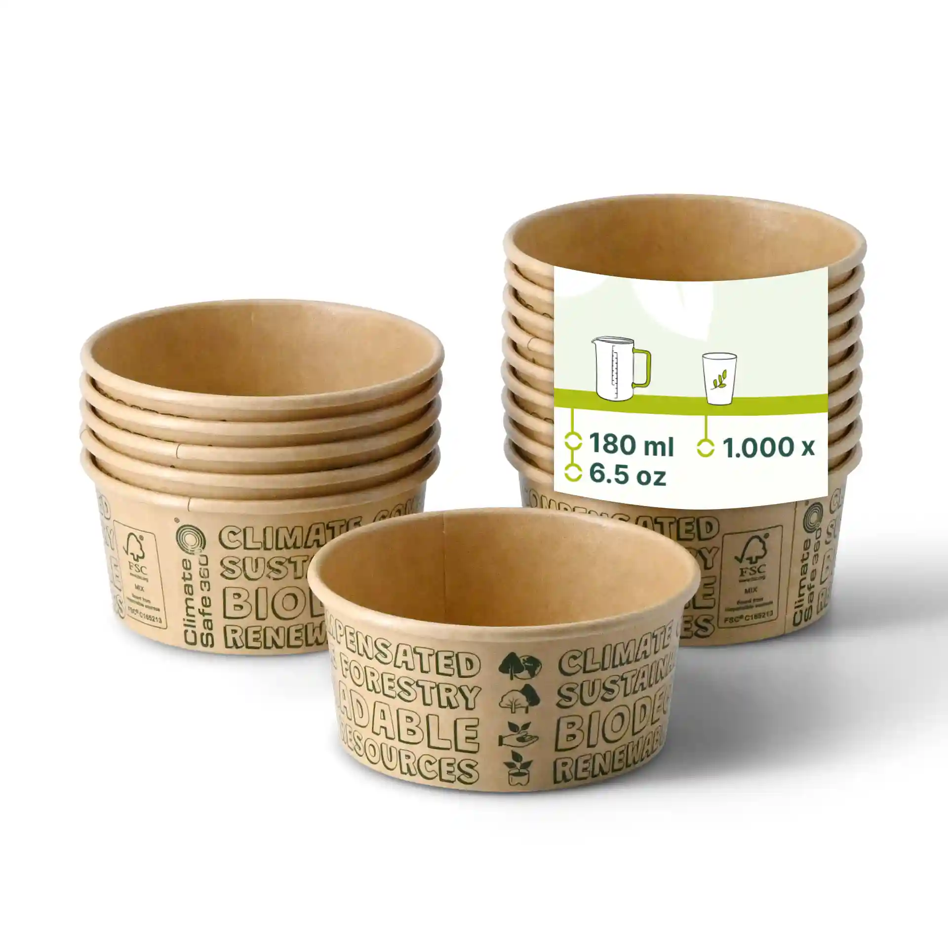 Eisbecher aus Pappe XS, 100 ml, max. 180 ml, Ø 92 mm, braun, EcoUp