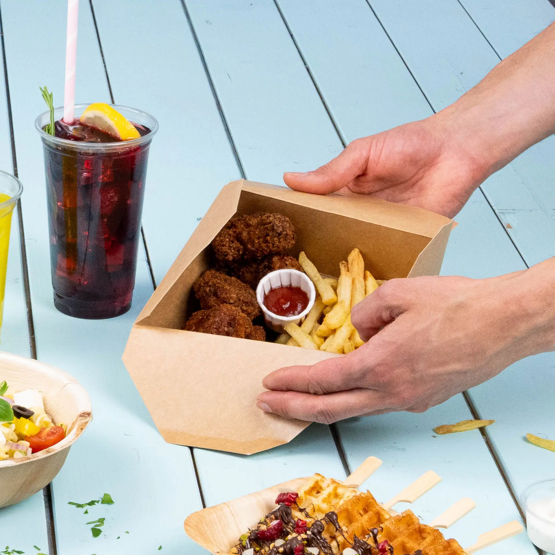 Take-away Box, To go Box 1200 ml, braun