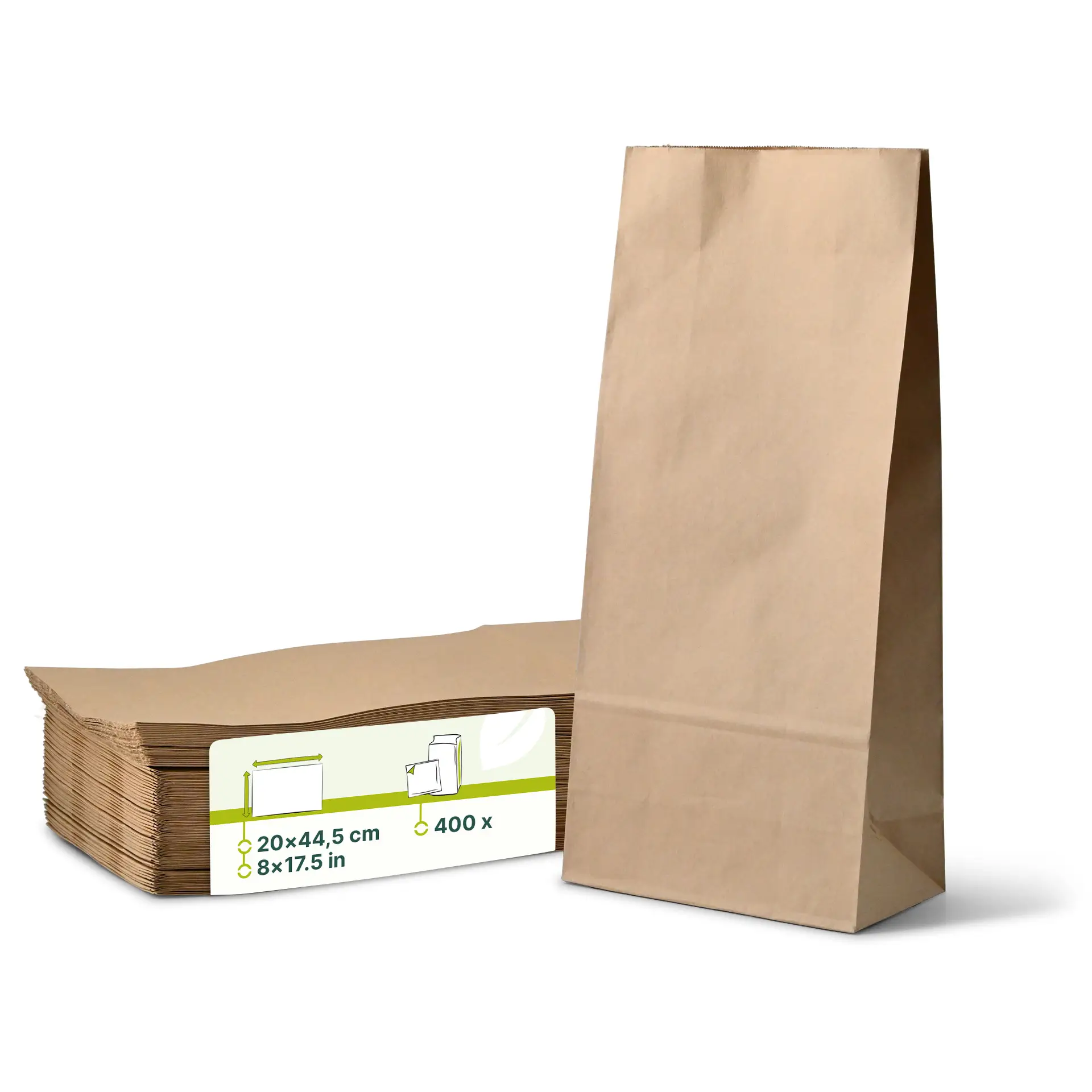 Sac SOS kraft brun XL doublé de PP, 20 x 11 x 44,5 cm dre03330-blockbeutel-xl-20-x-11-x-445-cm-pp-folie-braun-kraftpapier