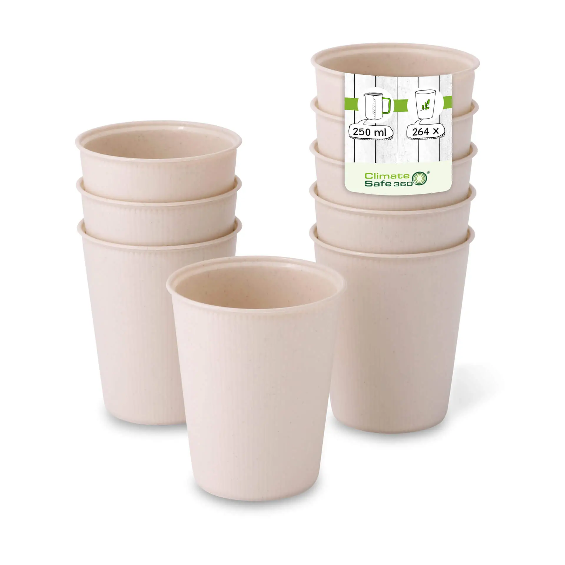 Mehrweg Riffelbecher 250 ml / 10 oz, Ø 80 mm, creme-weiss