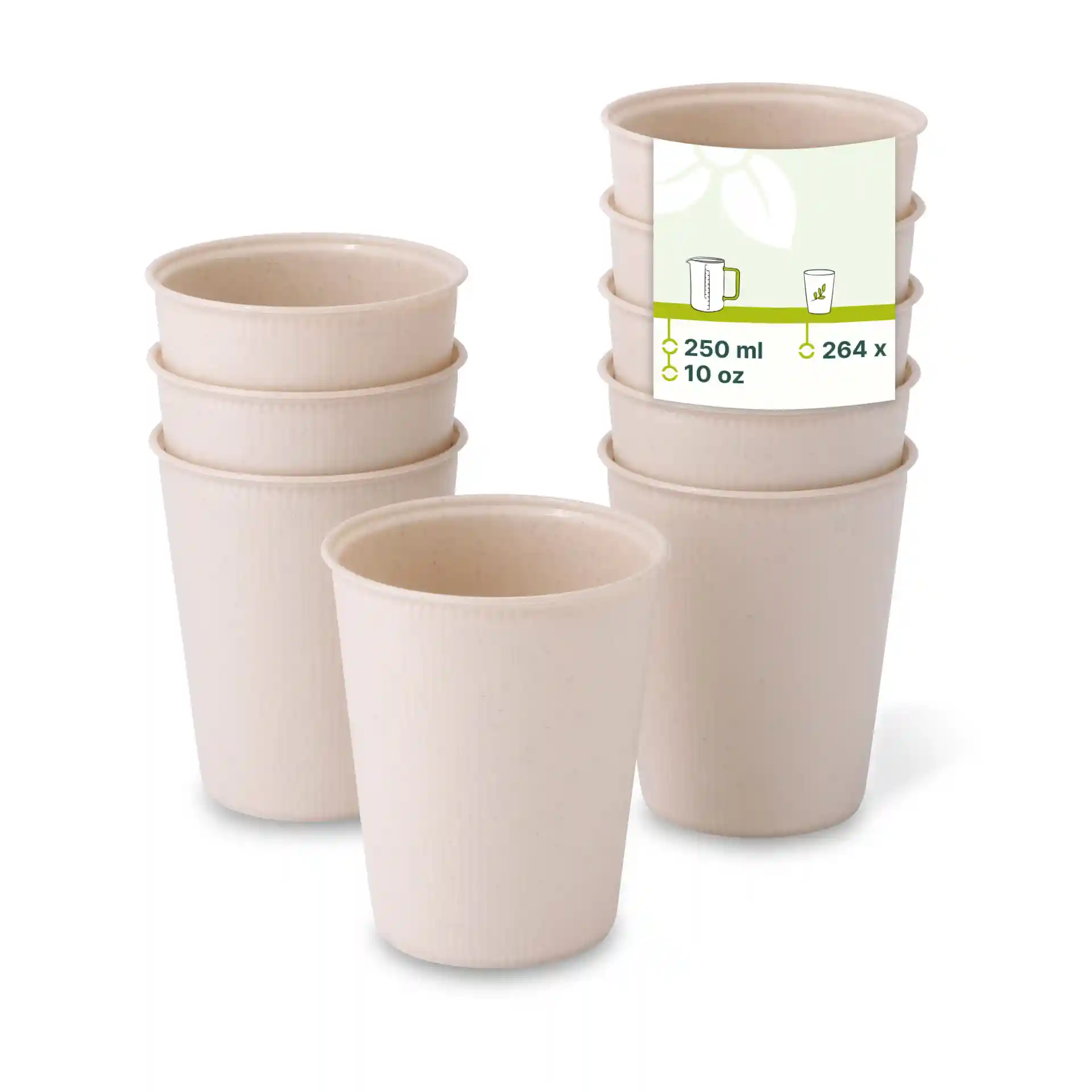Mehrweg Riffelbecher 250 ml / 10 oz, Ø 80 mm, creme-weiss