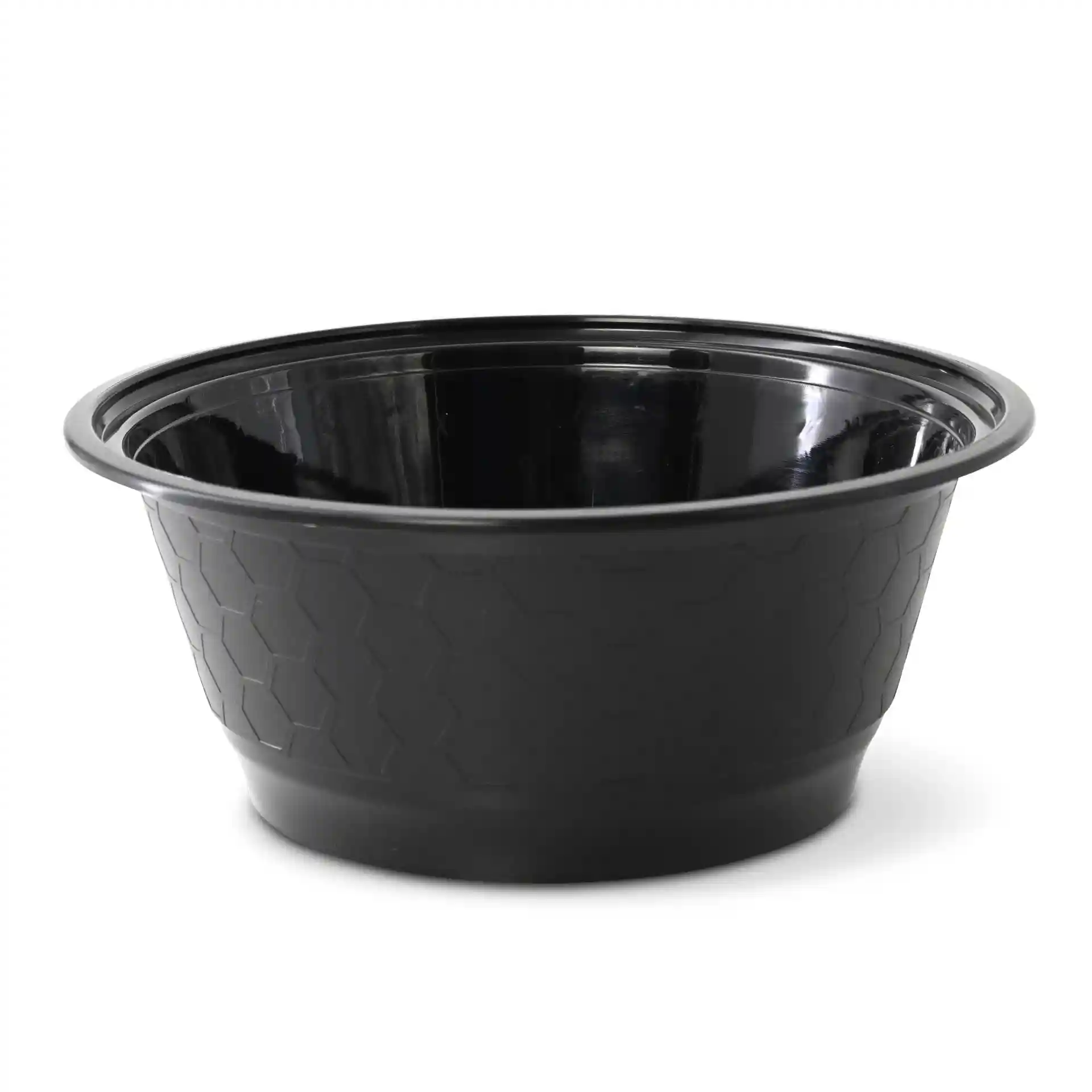 Contenitore riutilizzabile nero con motivo esagonale, capacità di 1000 ml e diametro di 180 mm in alto.