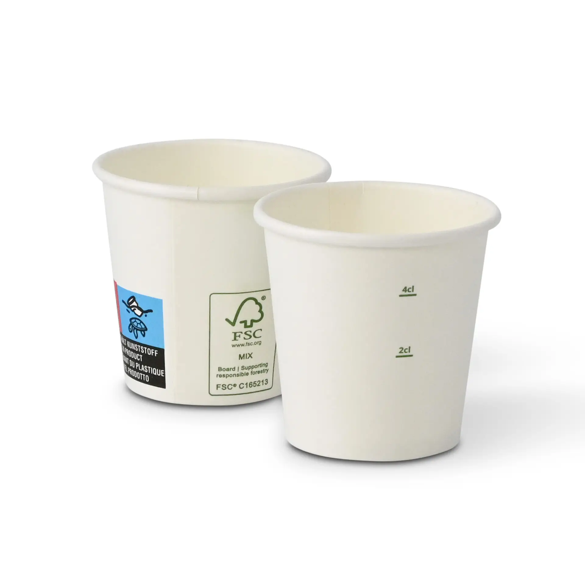 Gobelet en carton 50 ml / 2 oz, Ø 50 mm, simple paroi, blanc, revêtu de PLA