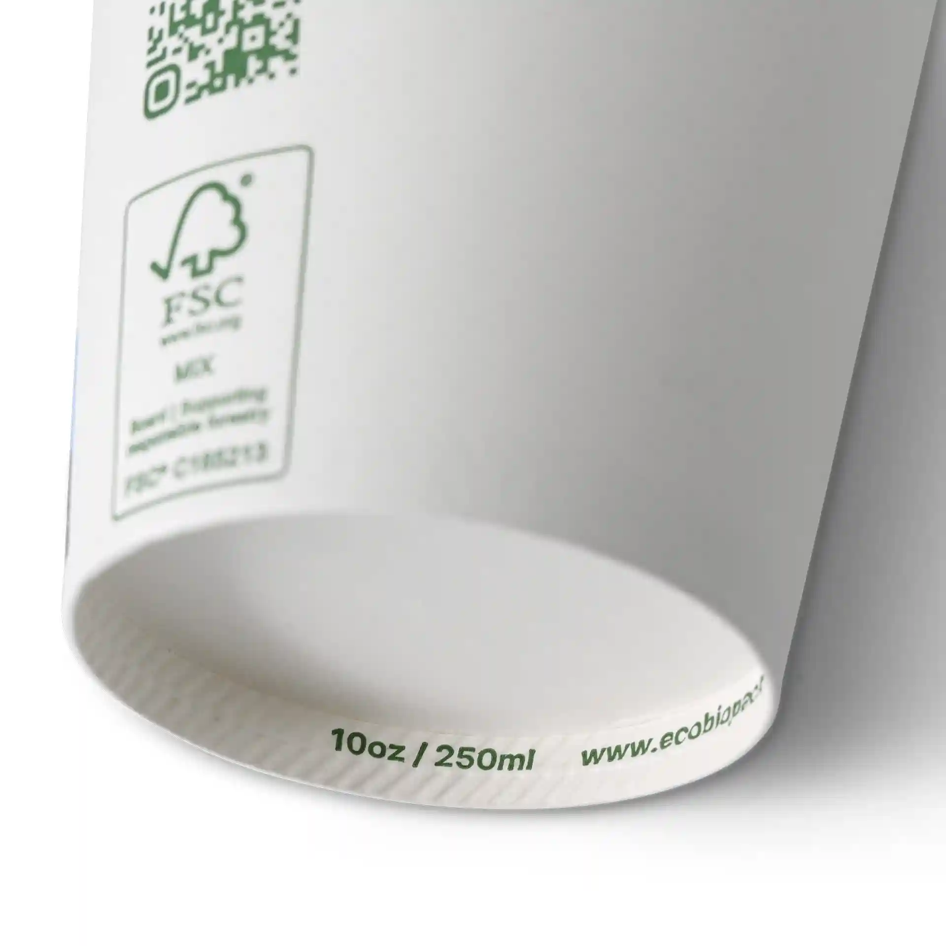 Pappbecher 250 ml / 10 oz, Ø 90 mm, einwandig, weiss, PLA-beschichtet
