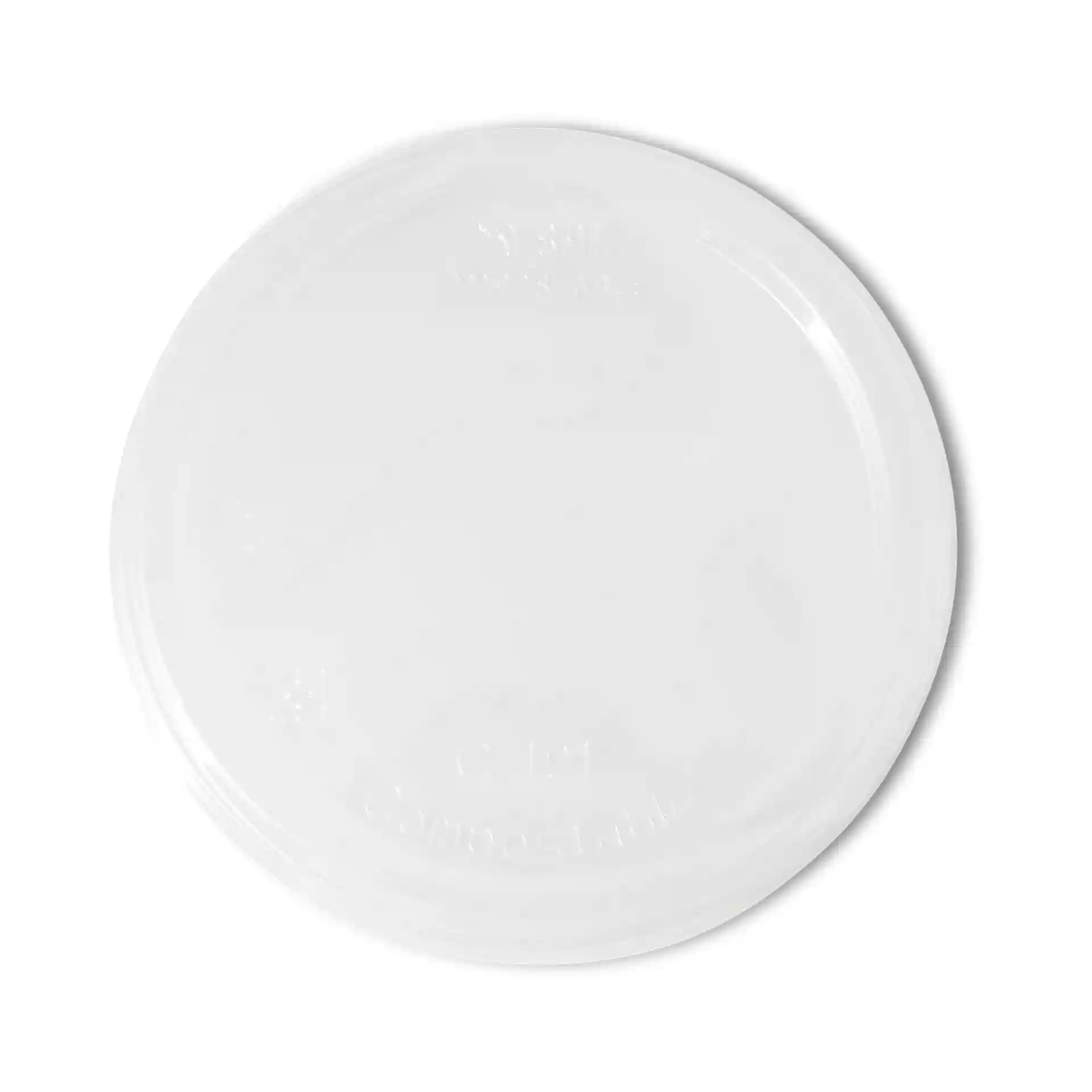 Coperchio rotondo trasparente per bicchieri, con un diametro di 121 mm e un'altezza di 16 mm.