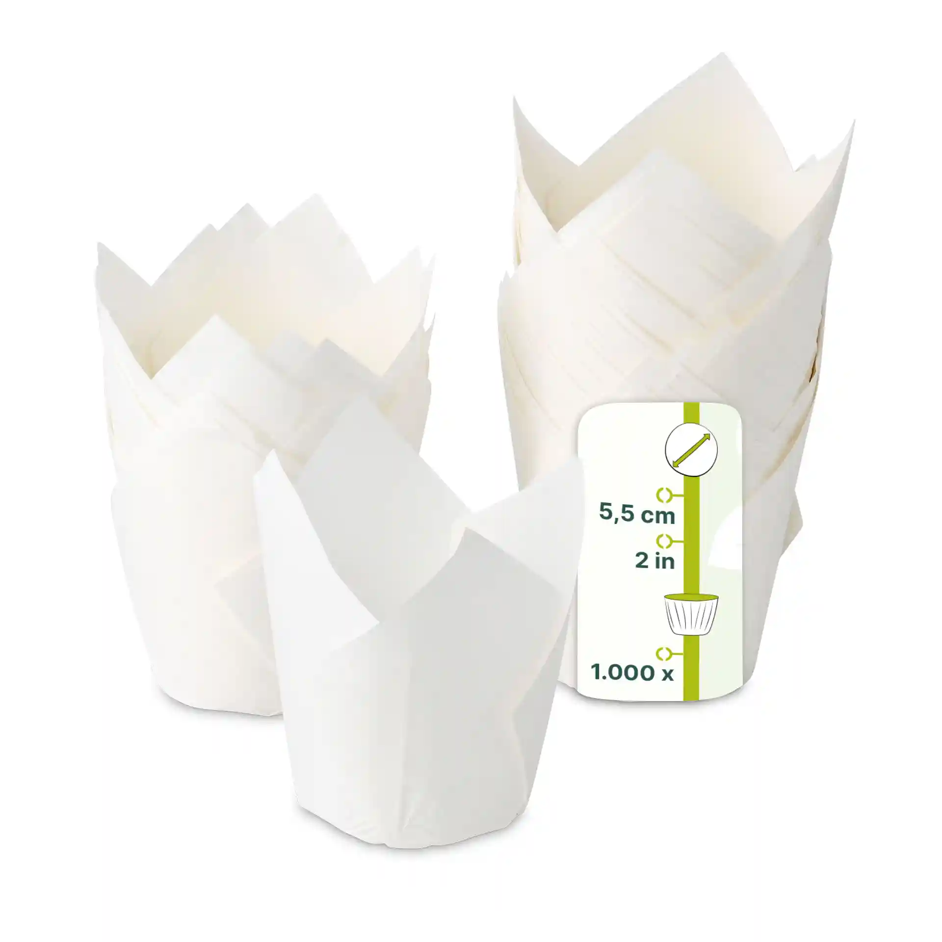 Caissettes à muffins en papier 5,5 cm, Ø 5 cm, blanc