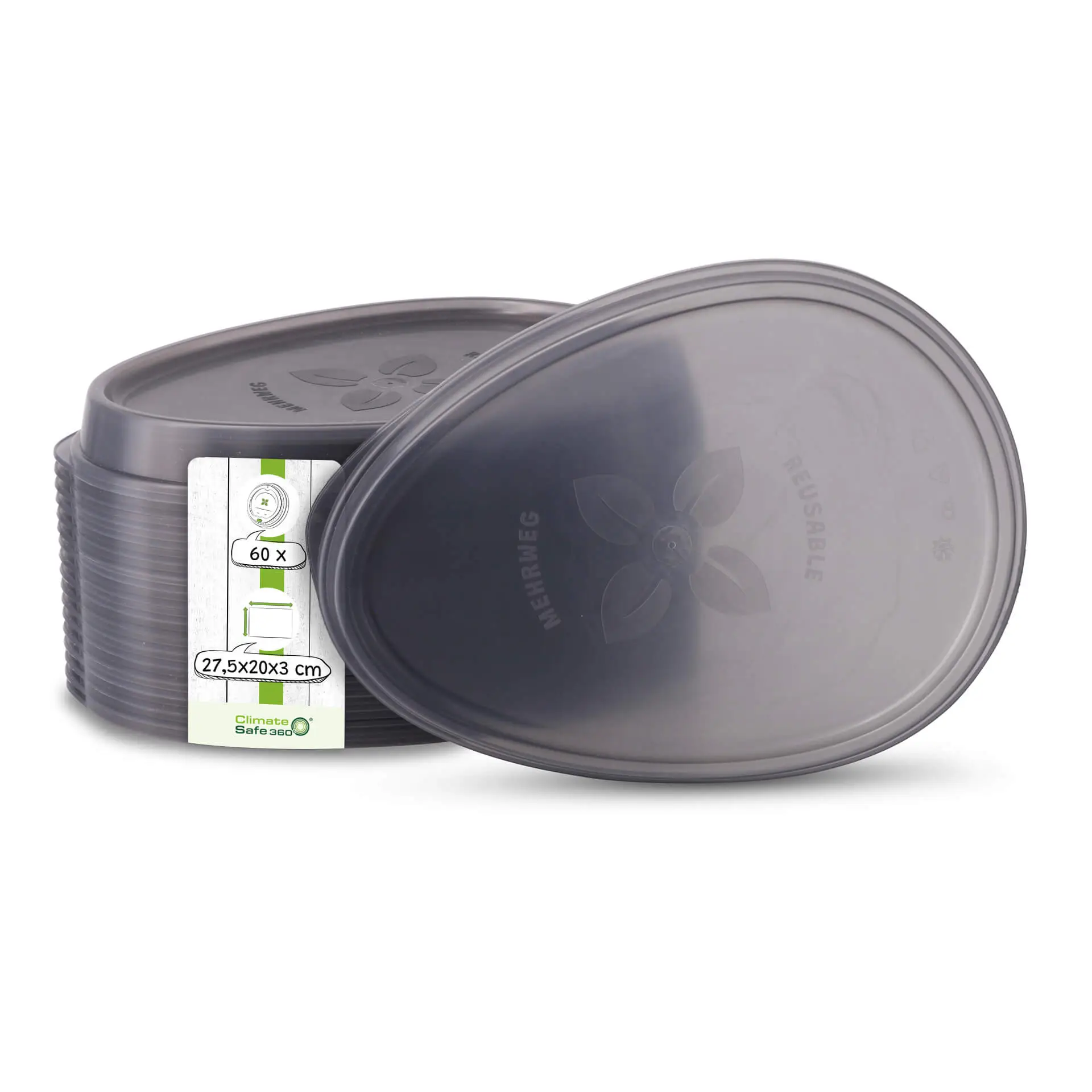 Couvercle réutilisable «merways Plate» gris, 27,5 x 20 x 3cm, PP dfc00813-mehrwegdeckel-merways-plate-275-x-20-x-3-cm-pp-grau