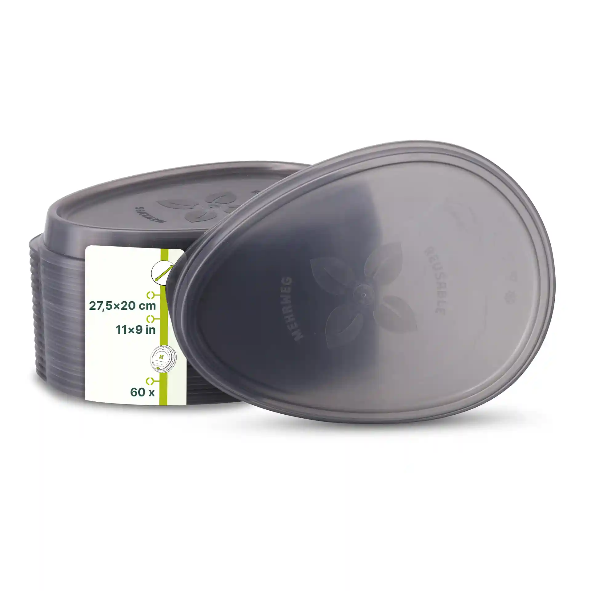 Mehrwegdeckel "merways Plate" 27,5 x 20 x 3 cm, PP, grau