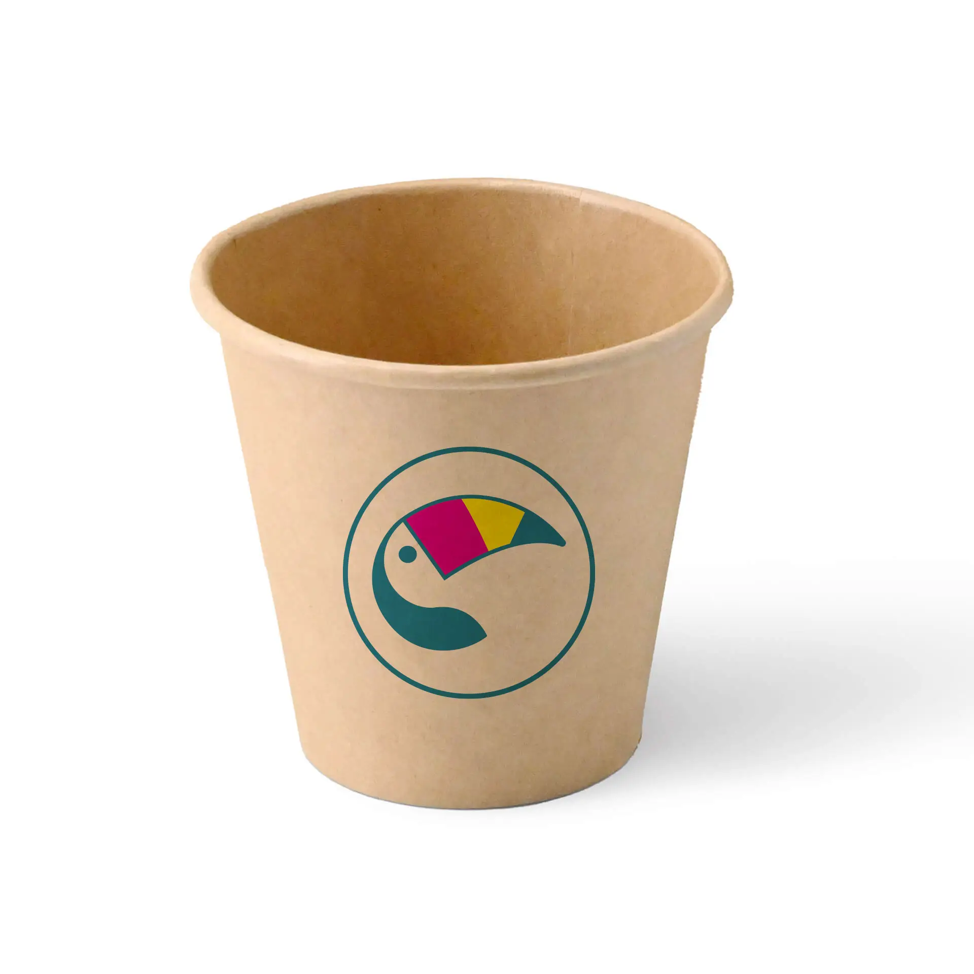 Gobelets en carton avec logo (simple paroi), 150 ml / 6 oz, brun, revêtement PE